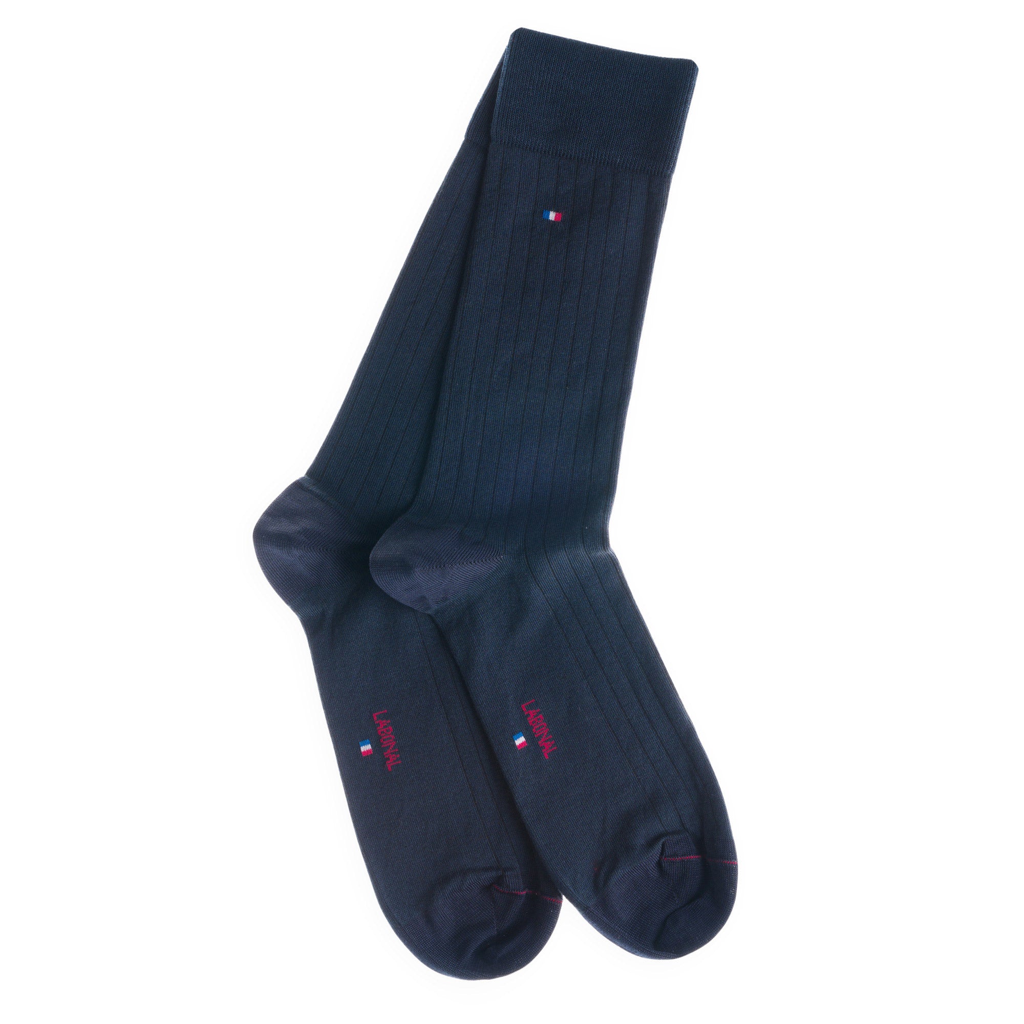 Chaussettes en fil d'écosse Marine - Unies à côtes