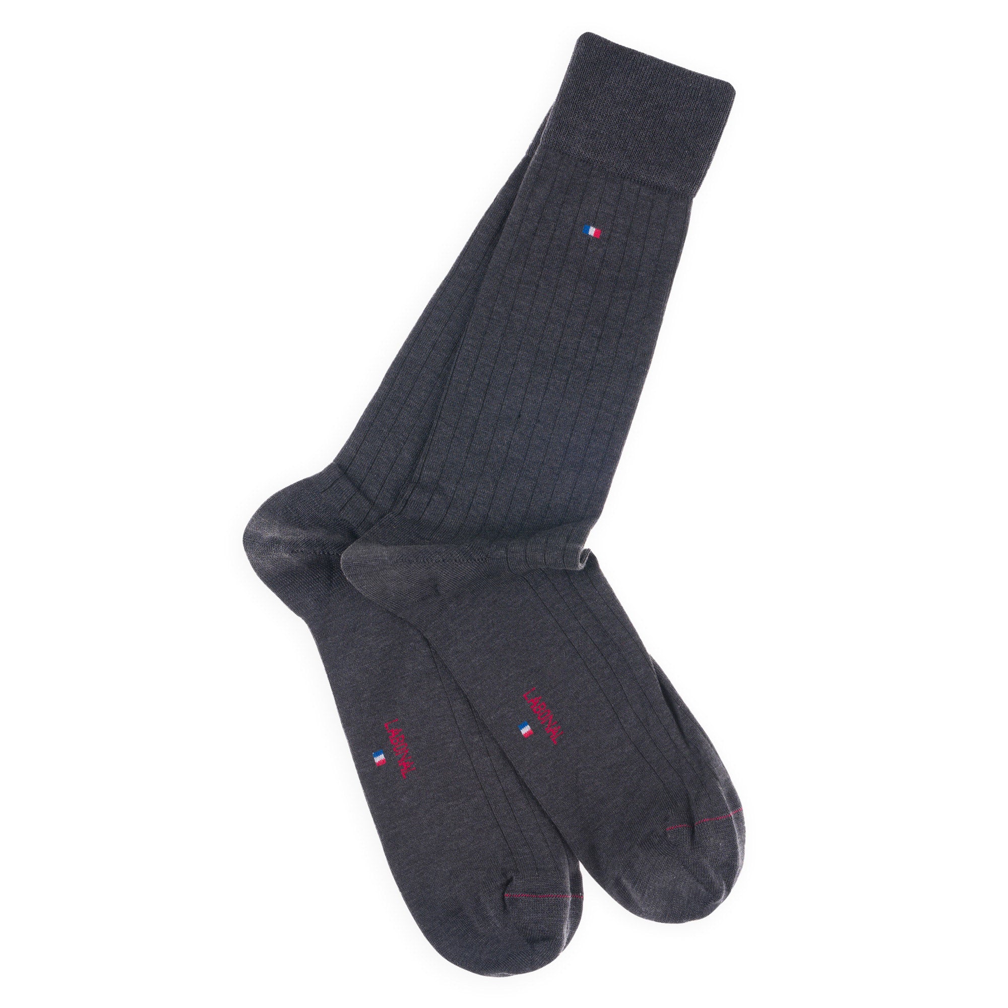 Chaussettes en fil d'écosse Anthracite - Unies à côtes