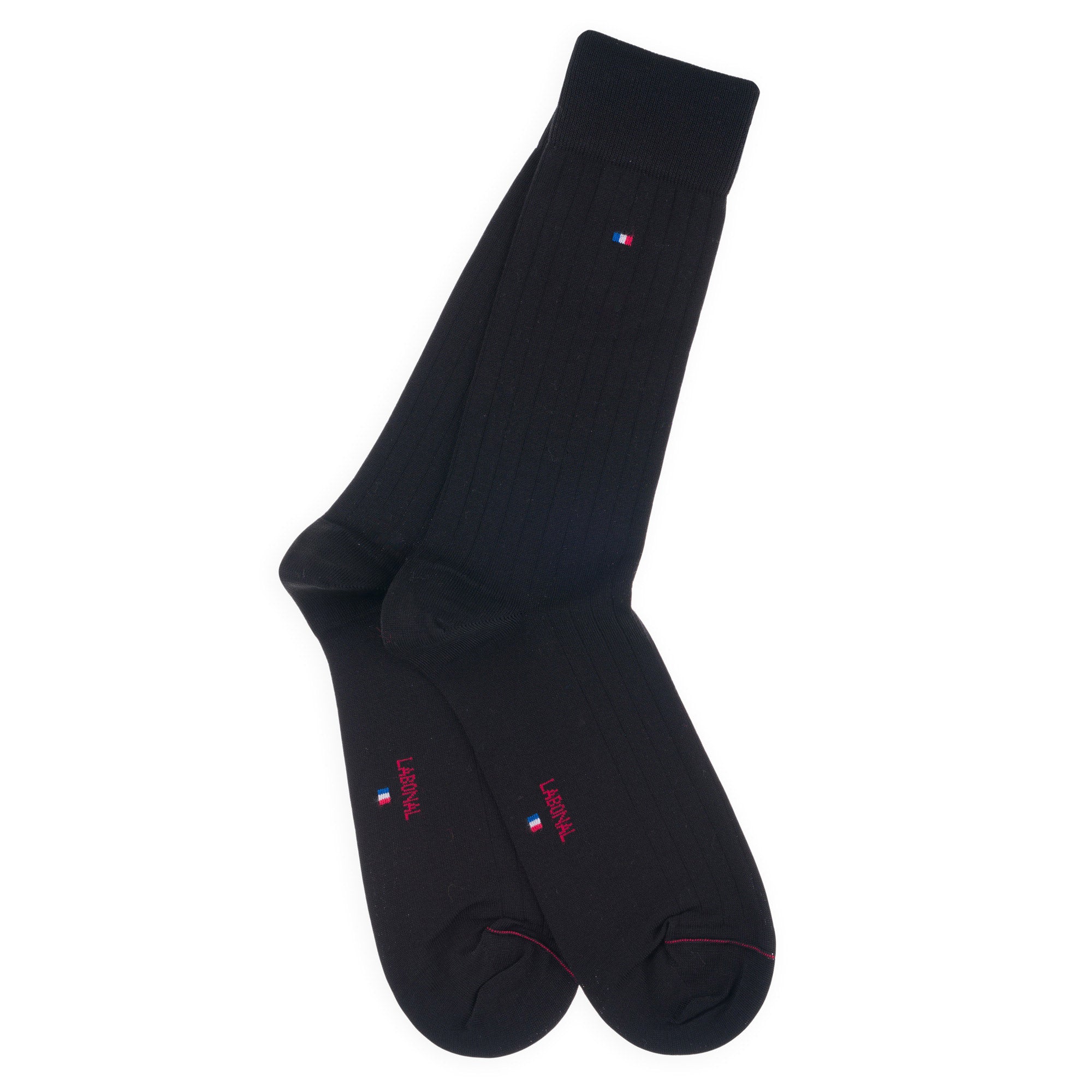 Chaussettes en fil d'écosse Noir - Unies à côtes