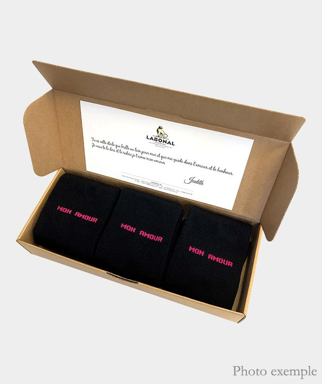 Coffret de 3 Chaussettes Unies jersey personnalisées