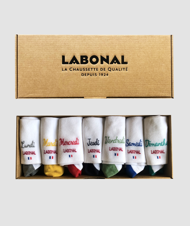 Coffret semainier mini-socquettes Homme coton blanc