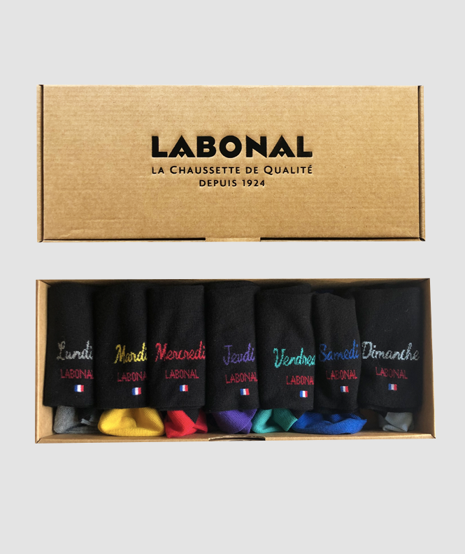 Coffret Semainier Mini-Socquettes Homme Coton Noir