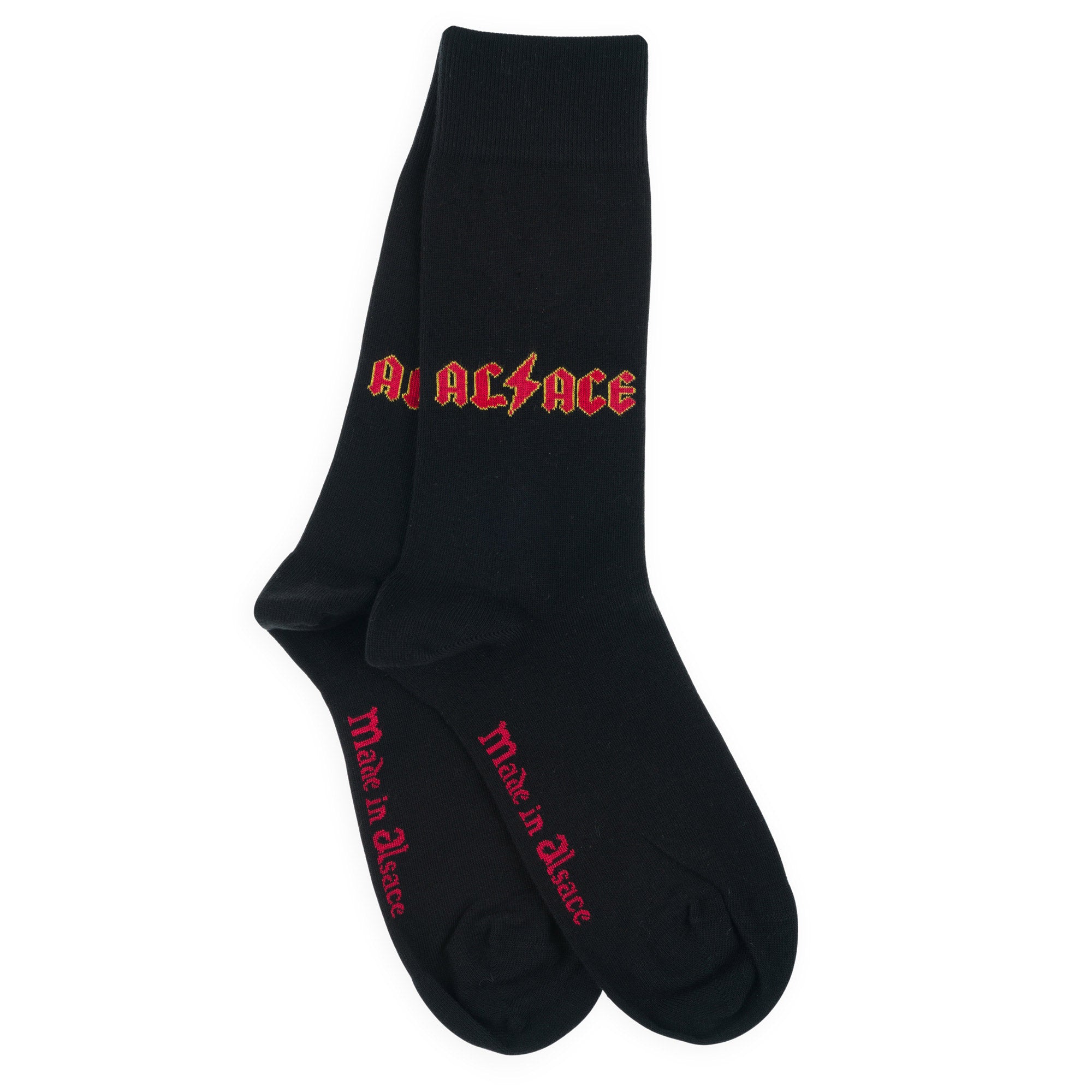 Chaussettes made in Alsace en coton Noir - Alsace ACDC