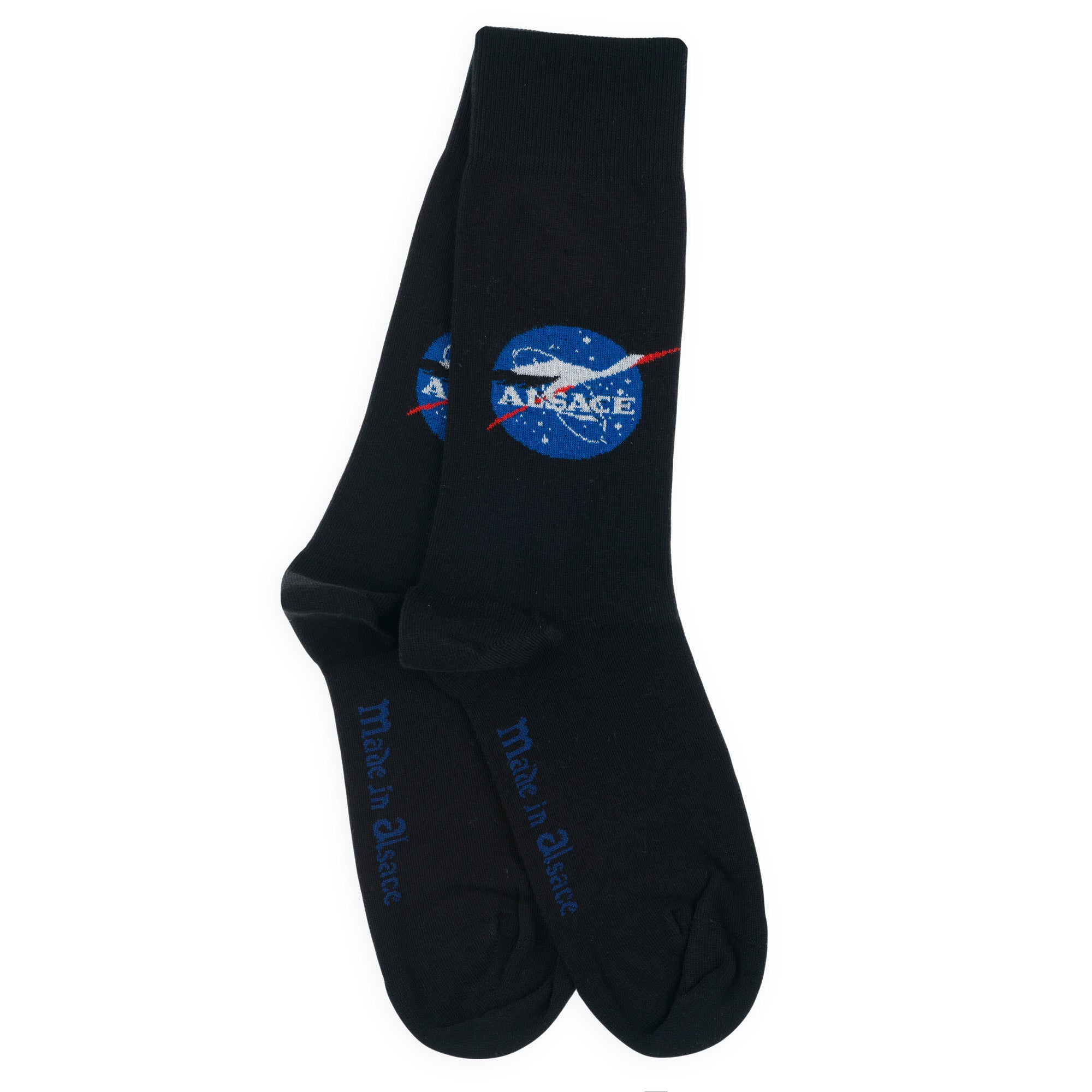 Chaussettes made in Alsace en coton Noir - Alsace NASA