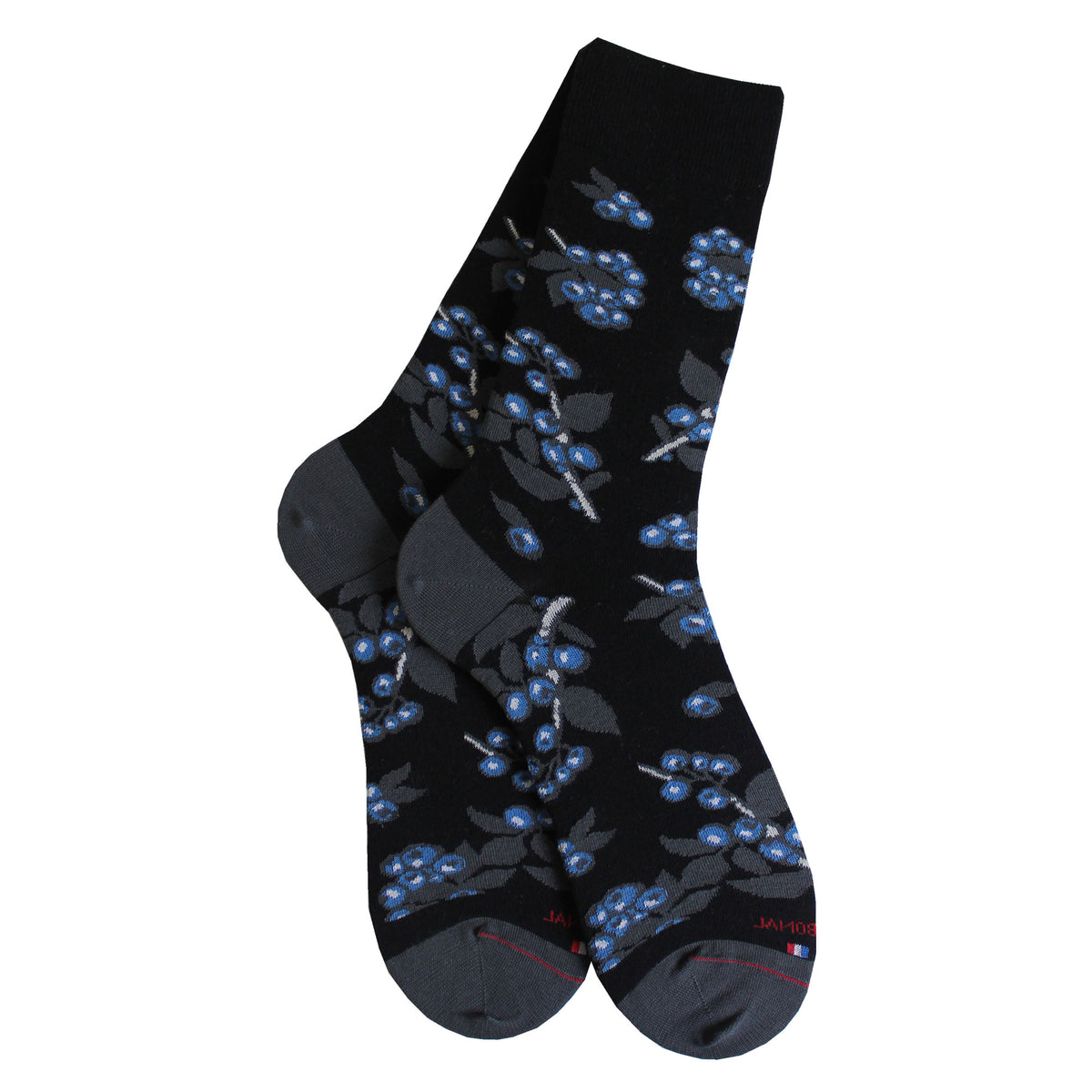 Chaussettes coton noir bleuets