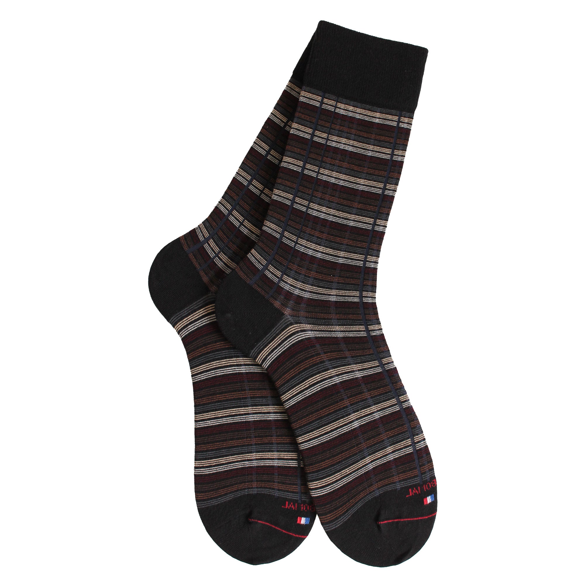 Chaussettes coton noir motif carreaux