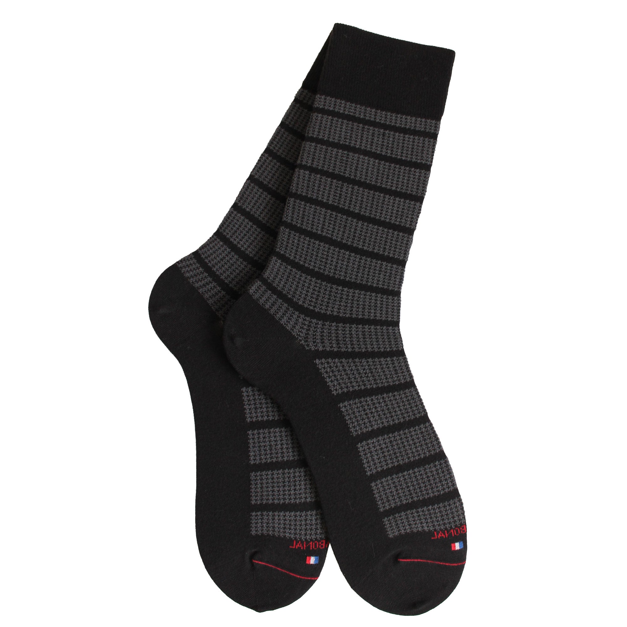 Chaussettes coton noir rayure pied de poule