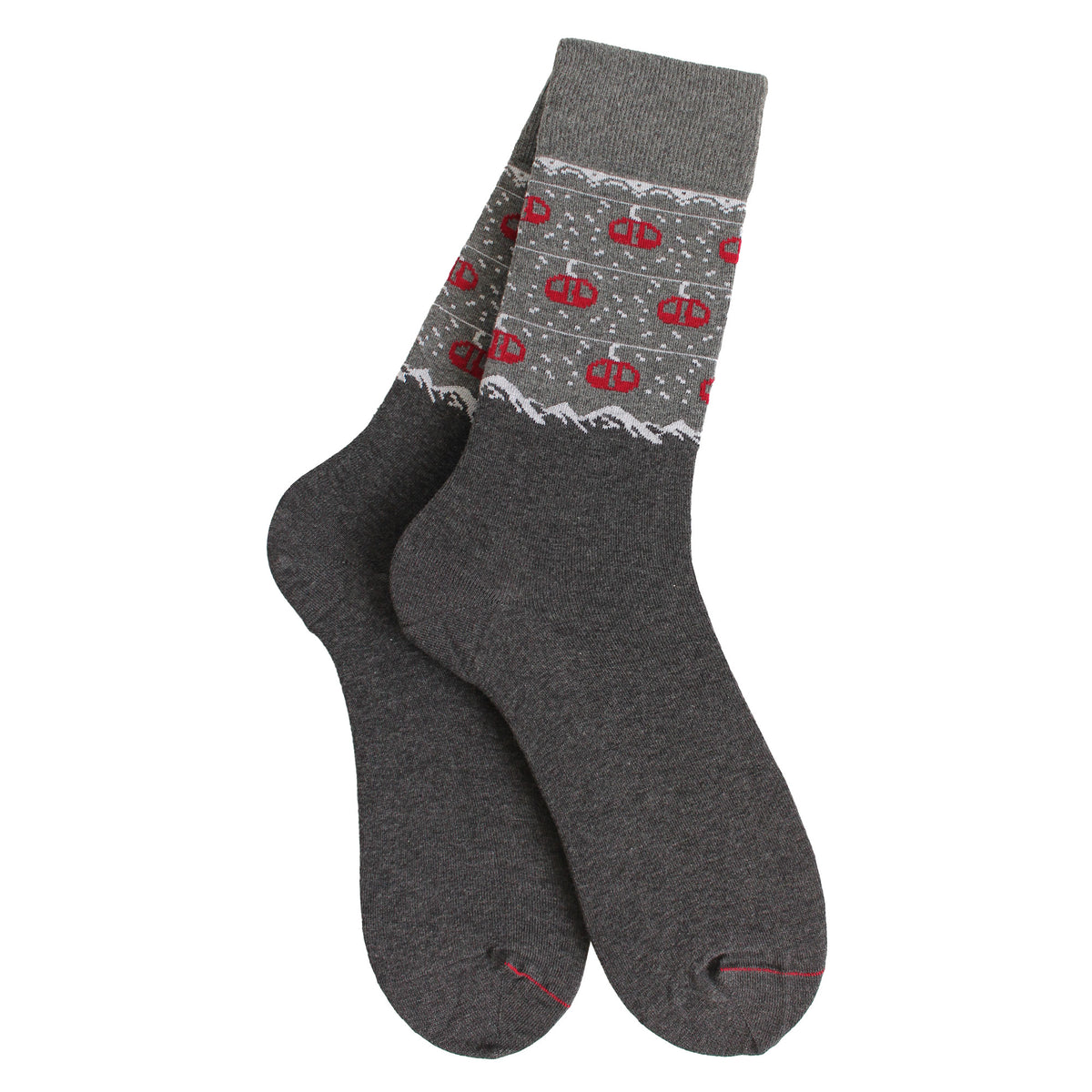 Chaussettes coton gris motif télécabines