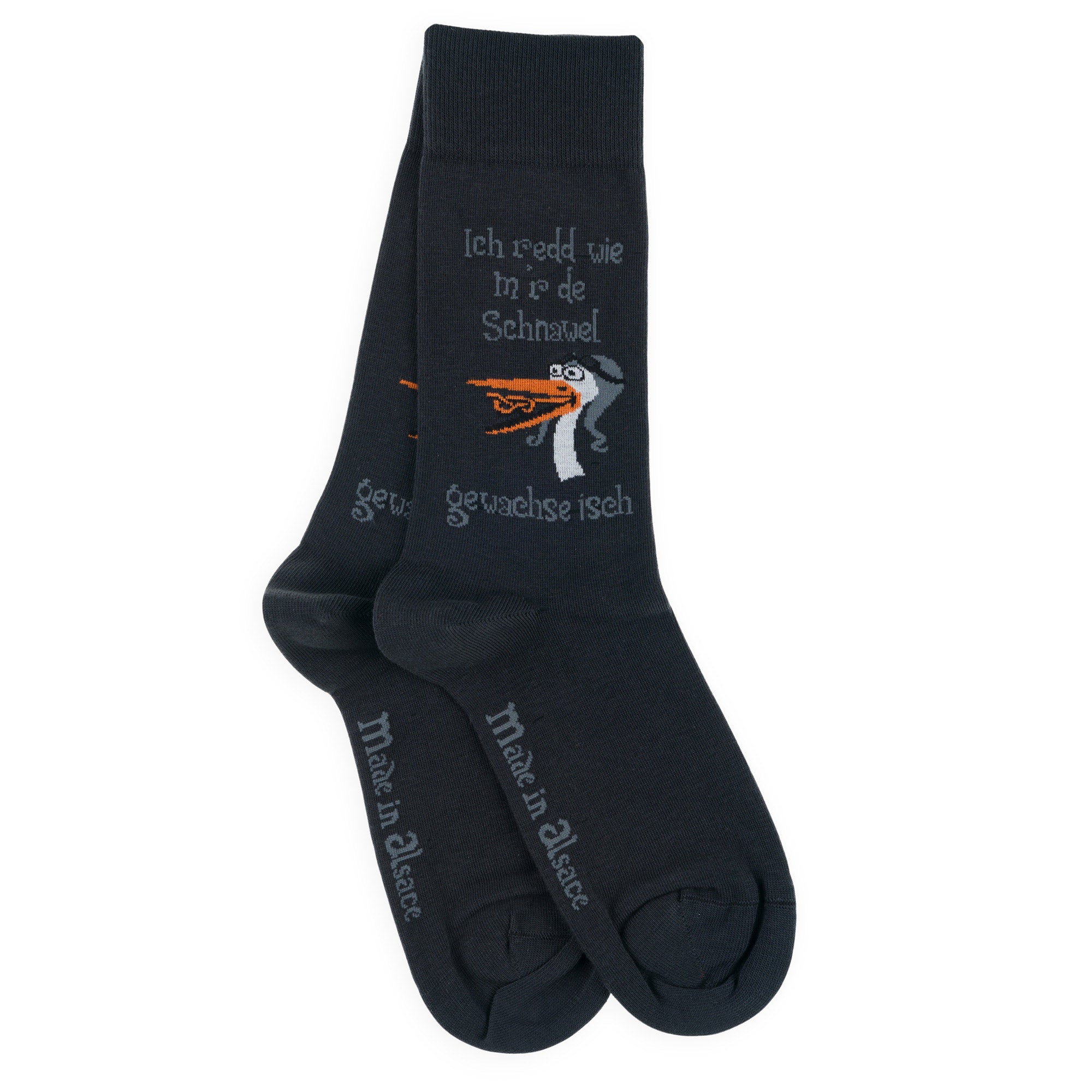Chaussettes made in Alsace en coton Anthracite - Cigogne ich redde