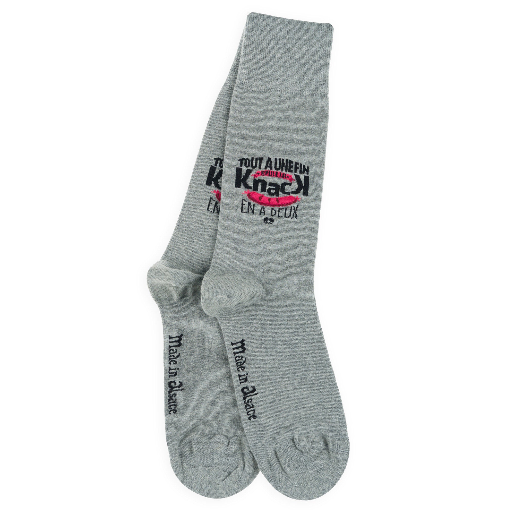 Chaussettes made in Alsace en coton Noir -  Tout a une fin…