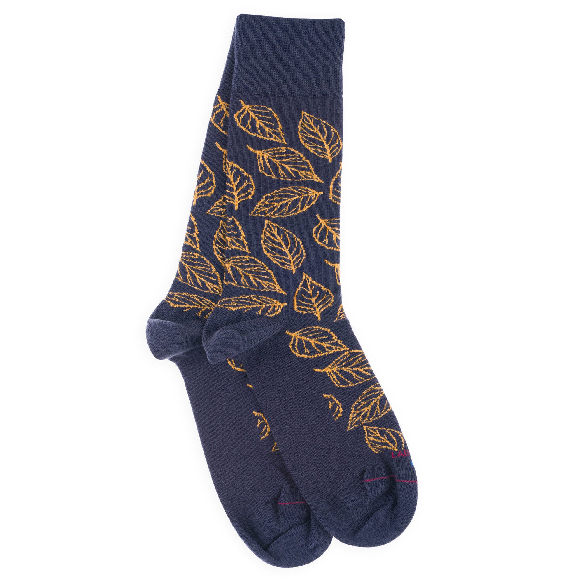 Chaussettes en coton Marine - Motifs feuilles