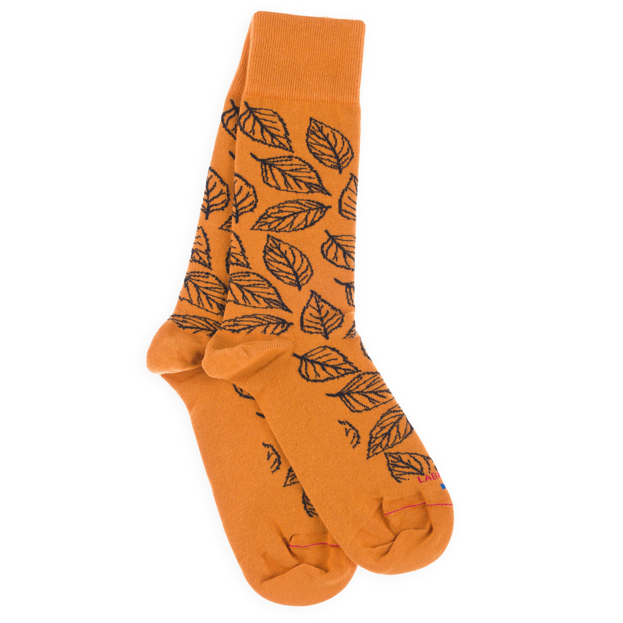 Chaussettes en coton Jaune ocre - Motifs feuilles