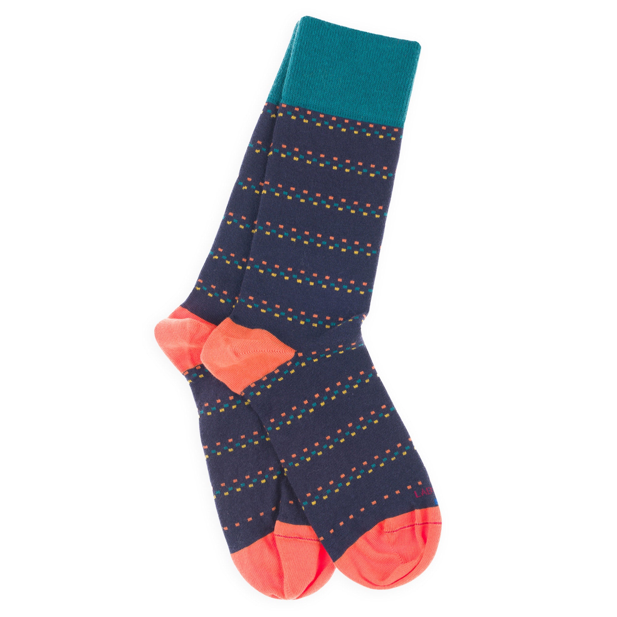 Chaussettes en coton Marine - Motifs rayures mini carrés