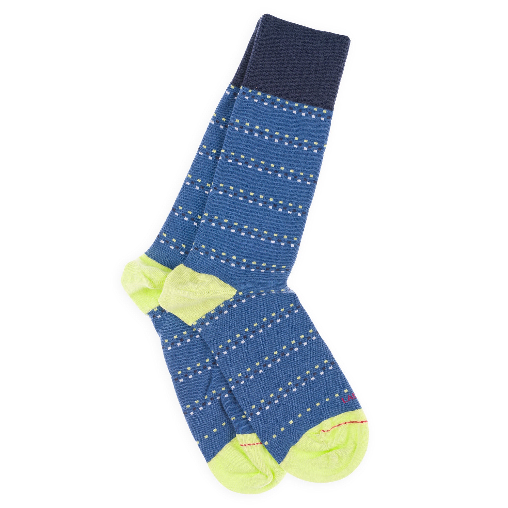Chaussettes en coton Bleu - Motifs rayures mini carrés