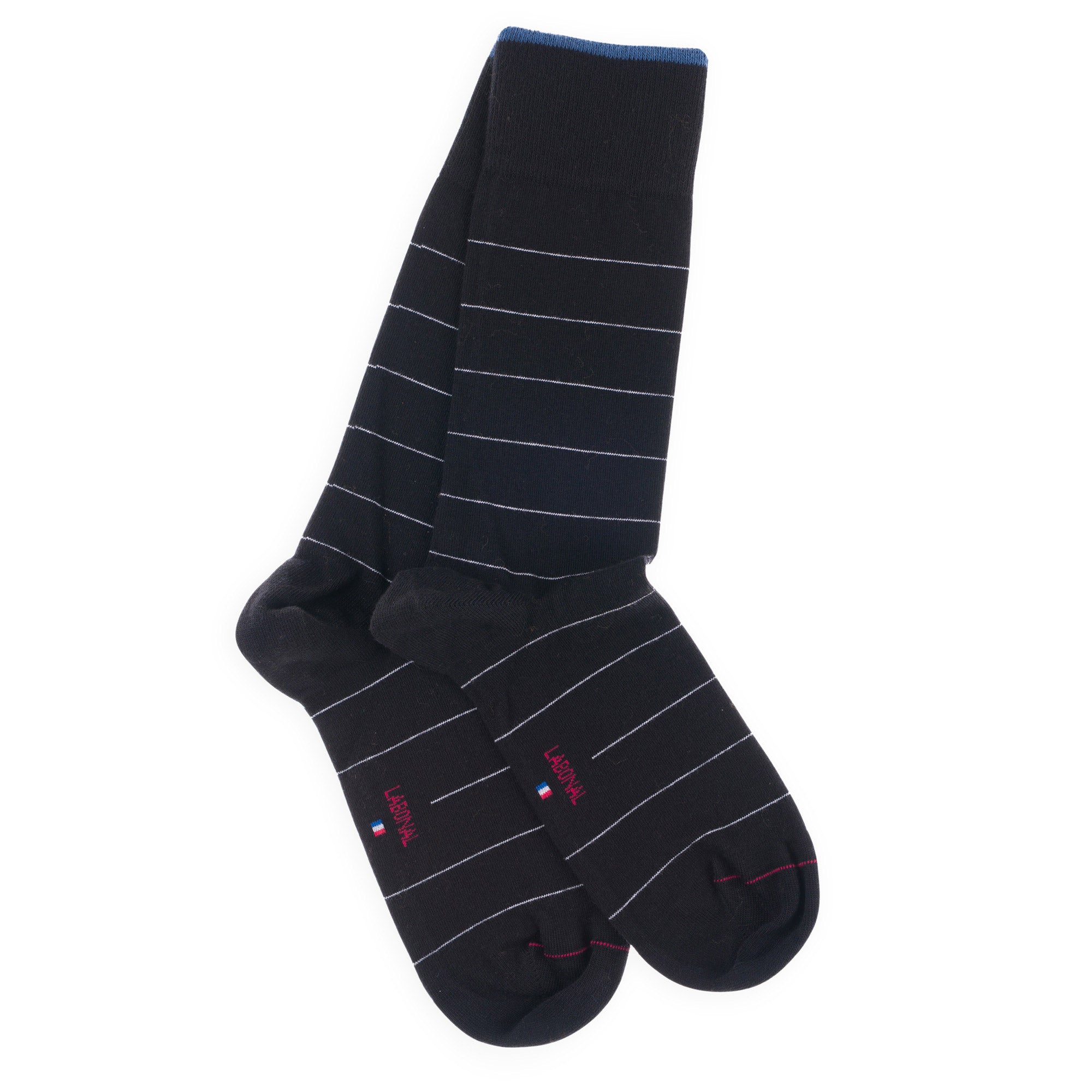 Chaussettes en coton Noir - Motifs fines rayures