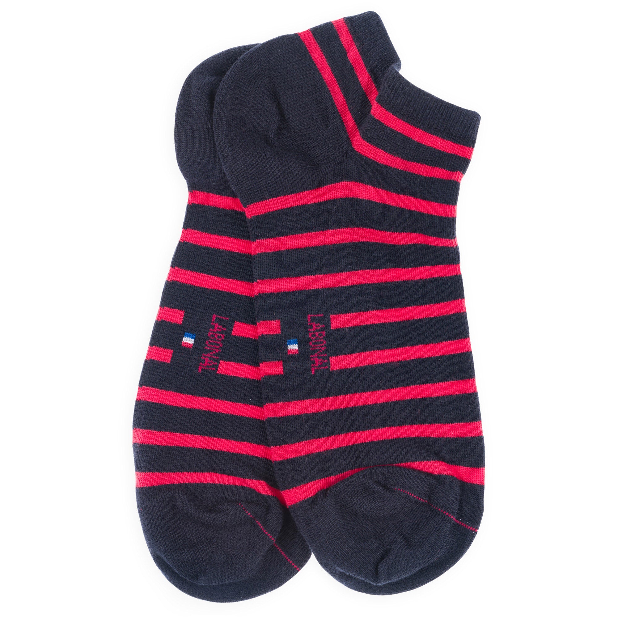 Mini-socquettes en coton Marine & Rouge - Rayures marinières