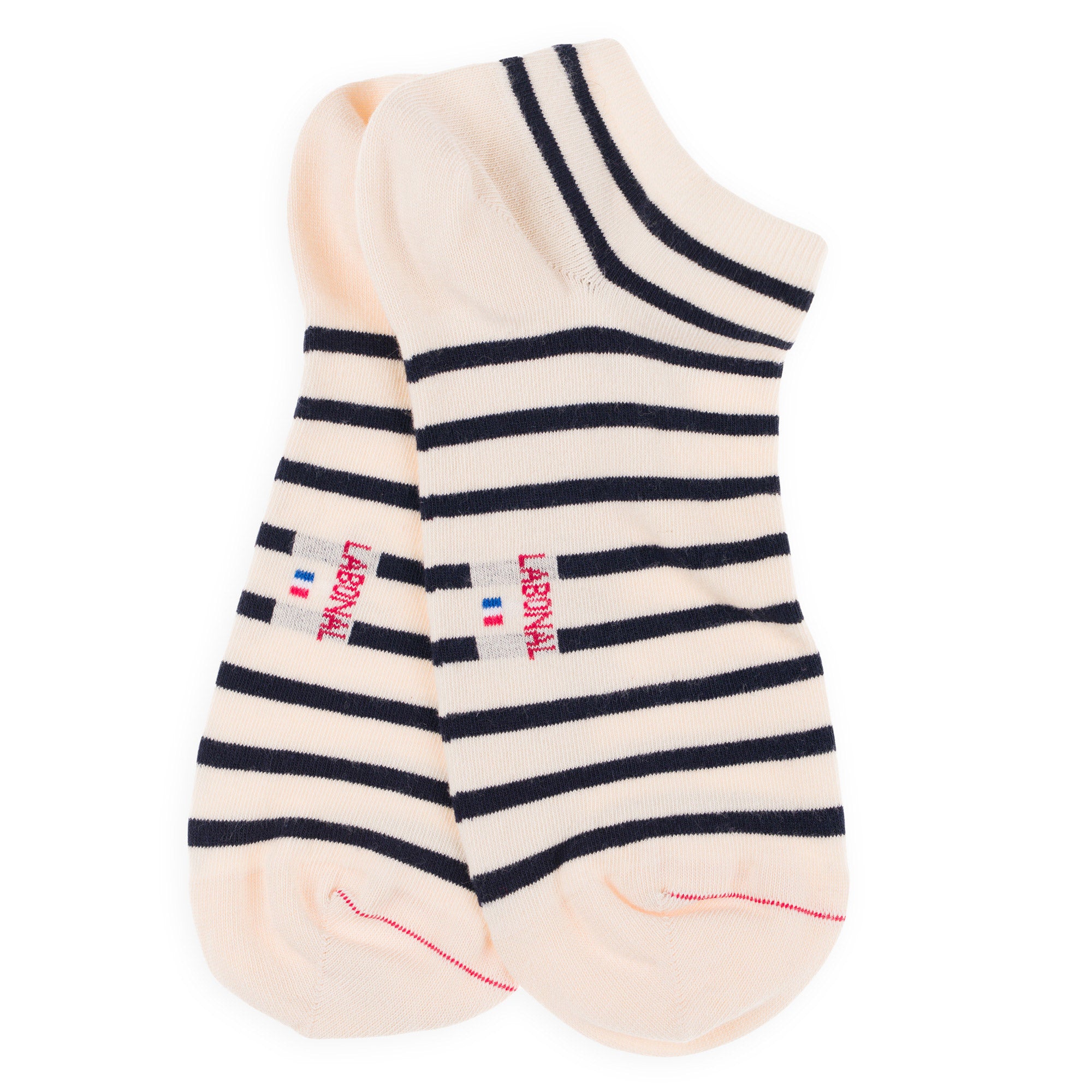 Mini-socquettes en coton Ecru - Rayures marinières