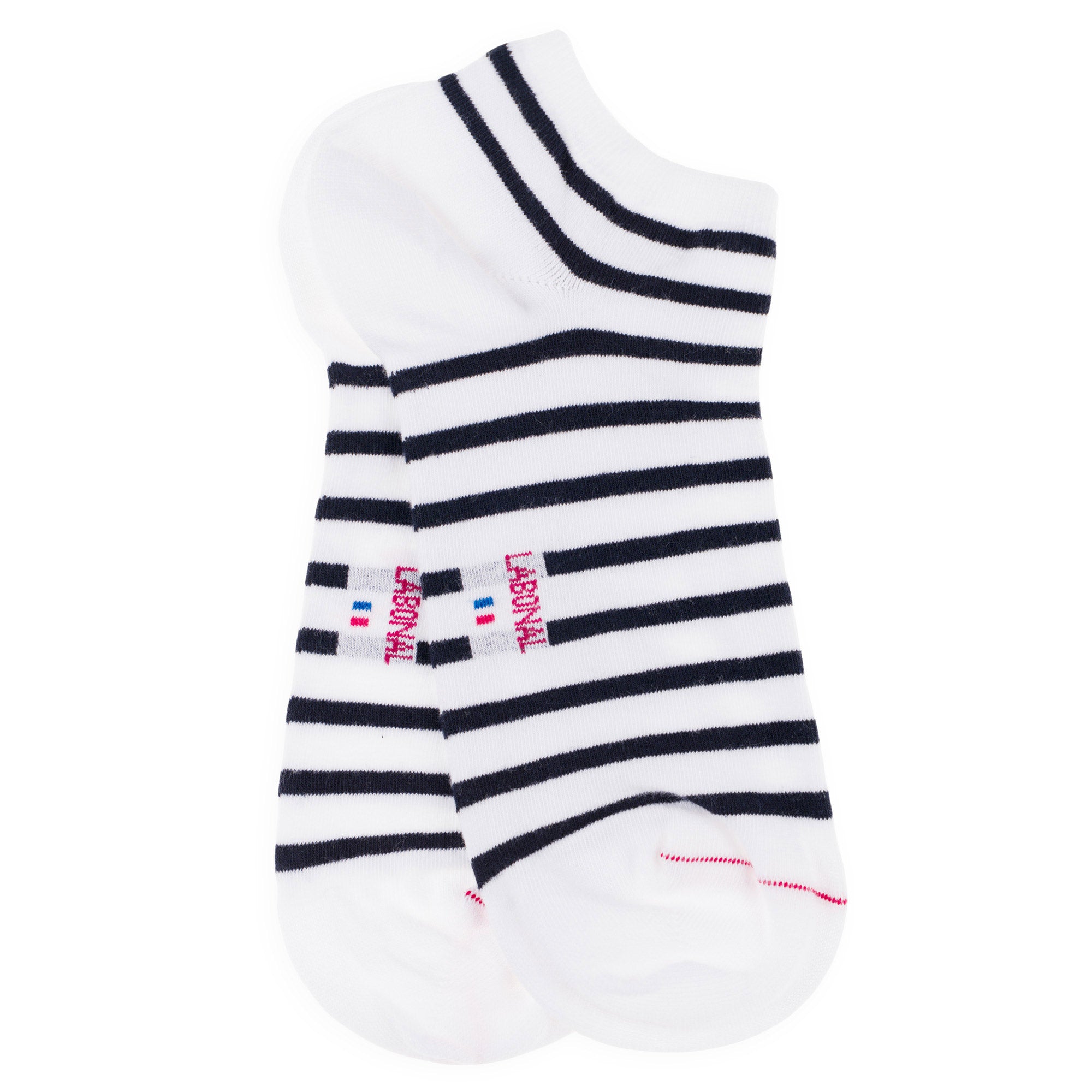 Mini-socquettes en coton Blanc - Rayures marinières