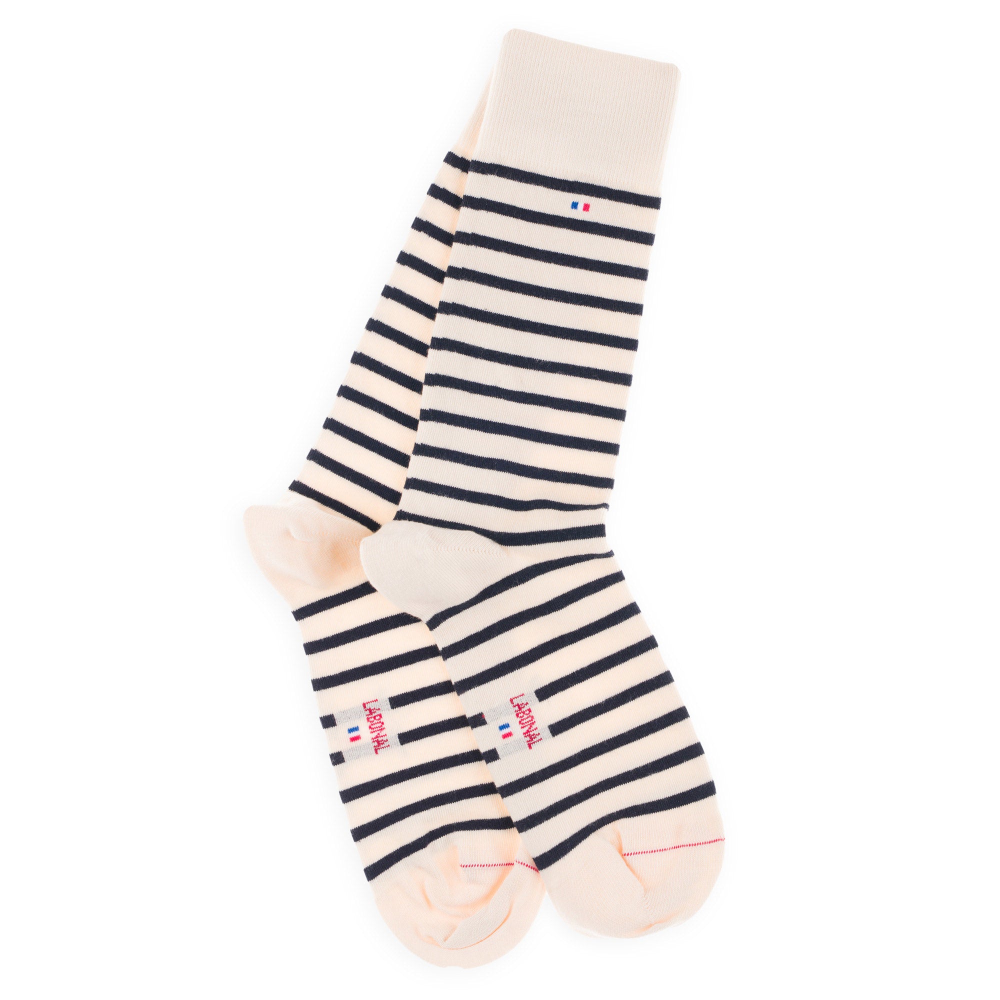 Chaussettes en coton Ecru - Rayures marinières