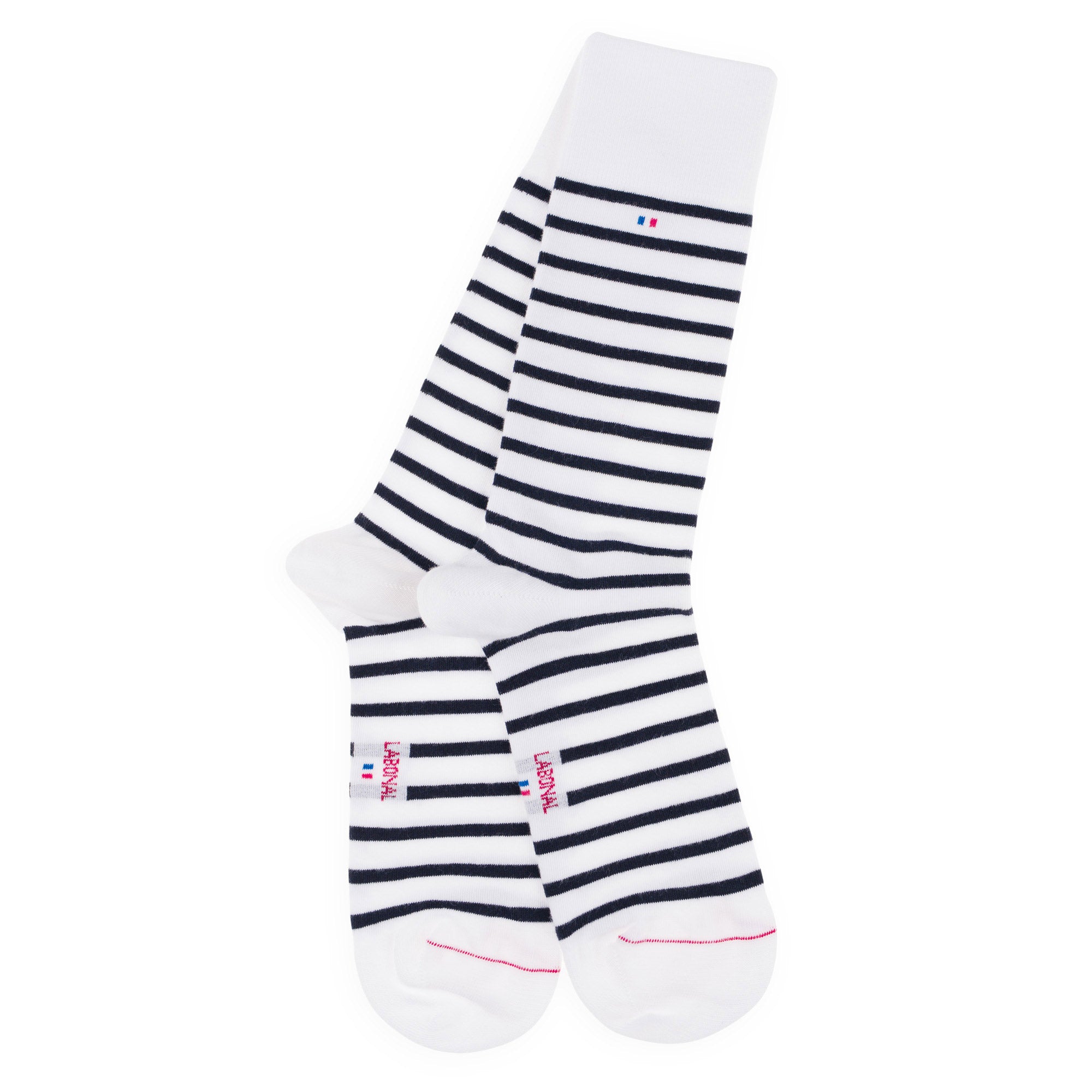 Chaussettes en coton Blanc - Rayures marinières