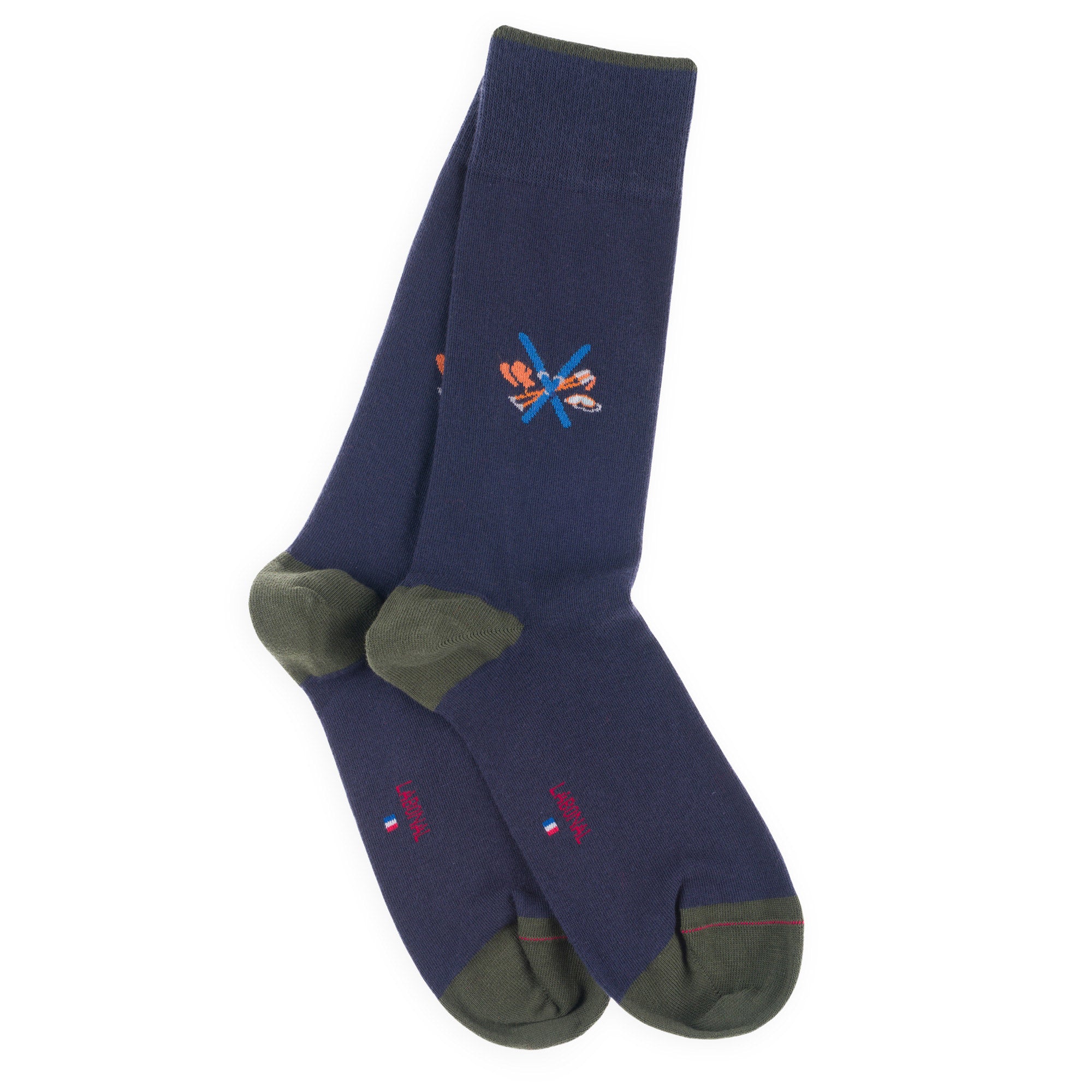 Chaussettes en coton Marine - Motifs skis croisés