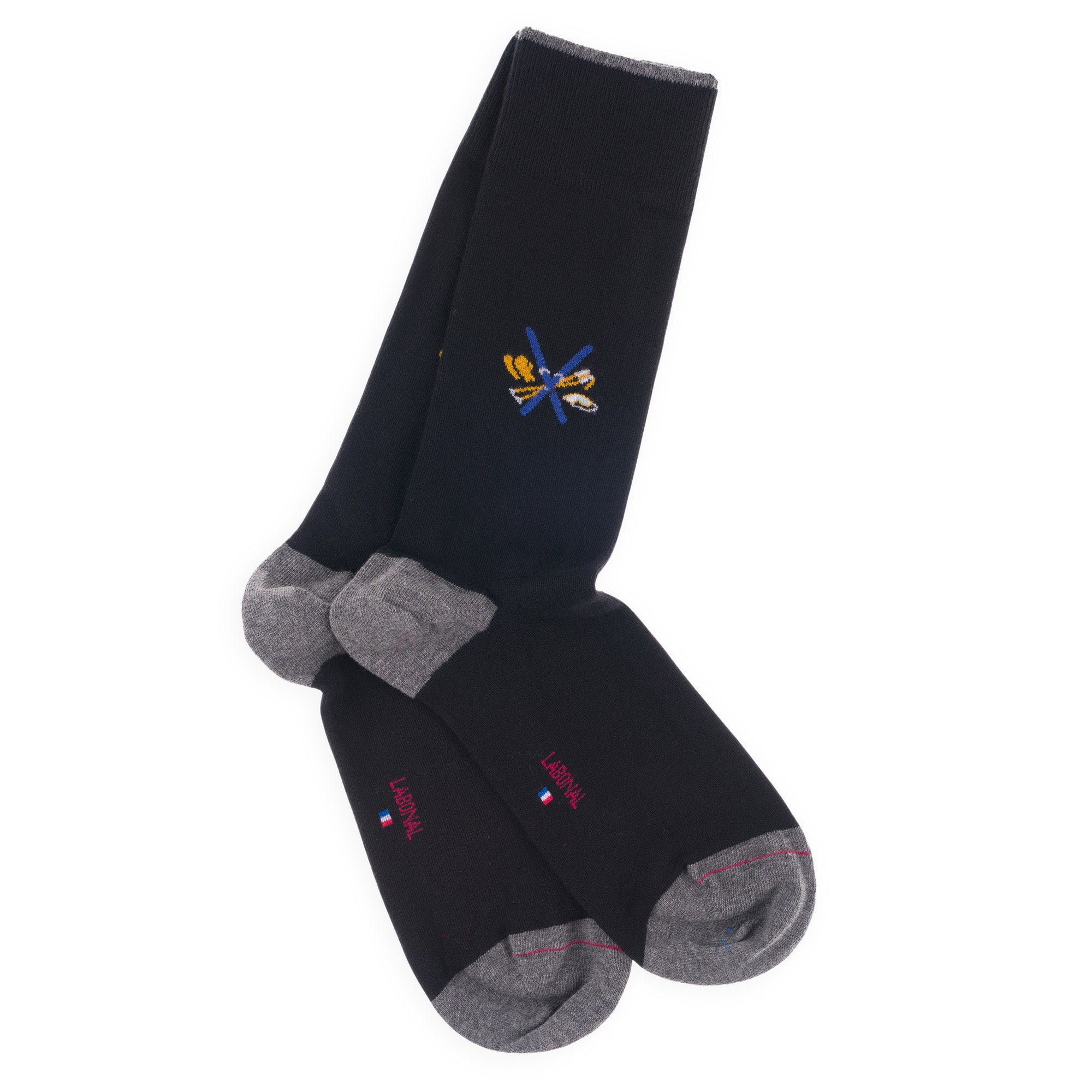 Chaussettes en coton Noir - Motifs skis croisés