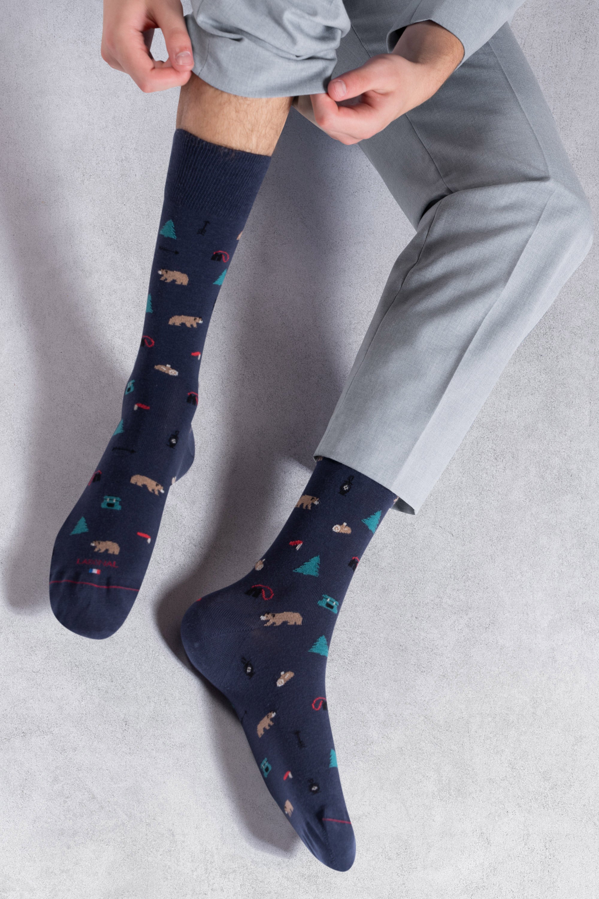 Chaussettes en coton Marine - Motifs semis ours