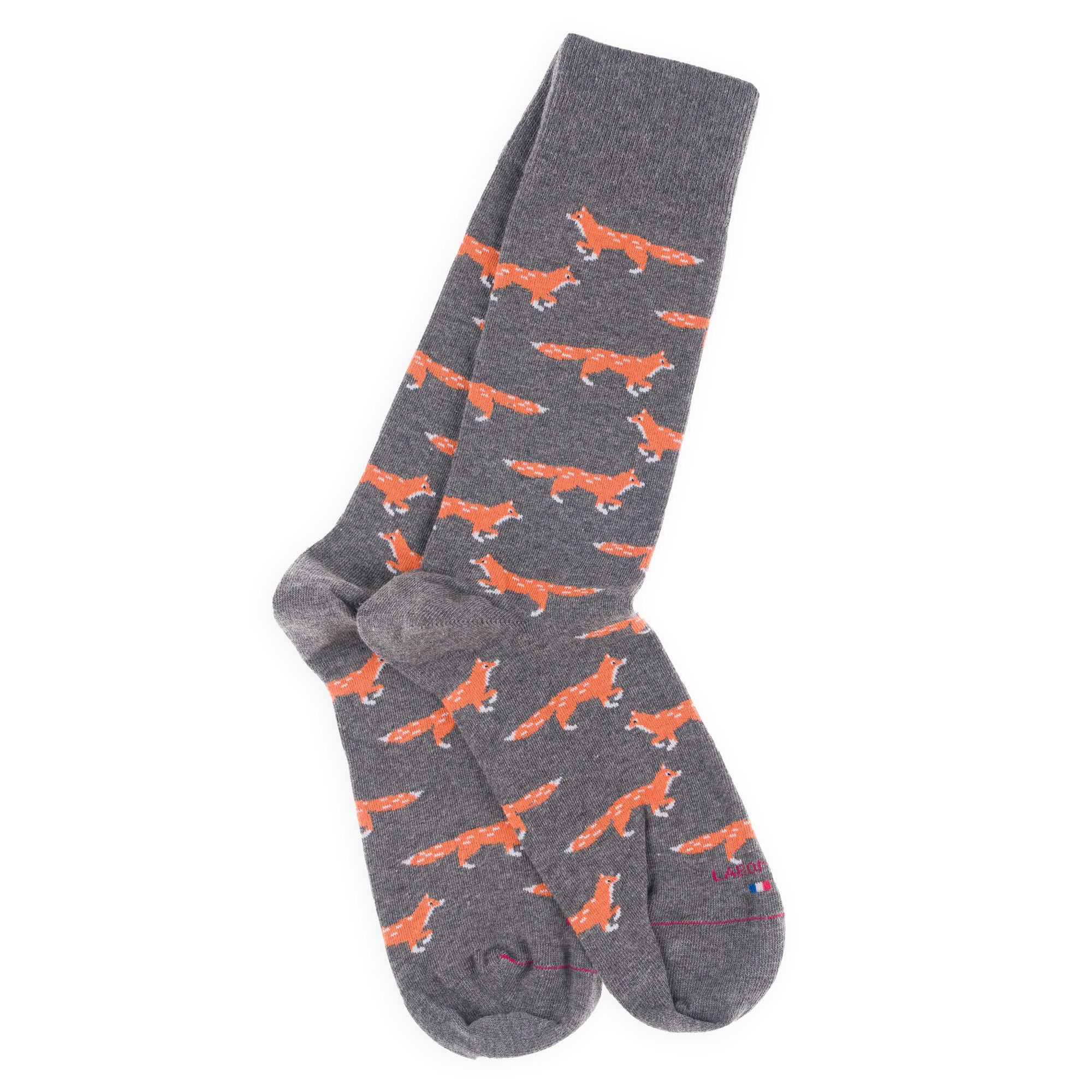 Chaussettes en coton Gris foncé - Motifs semis renards