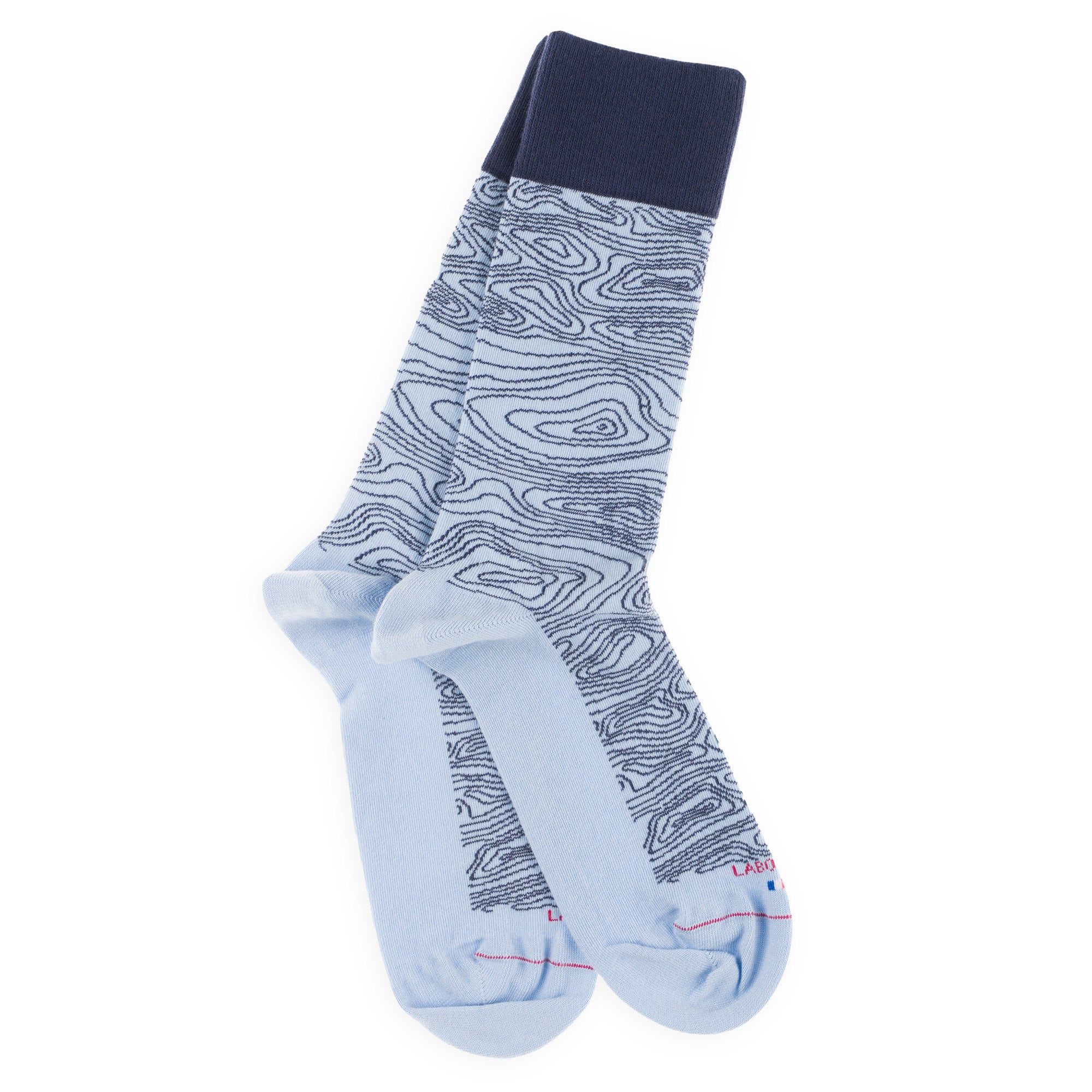 Chaussettes en coton Bleu clair - Motif carte topographique