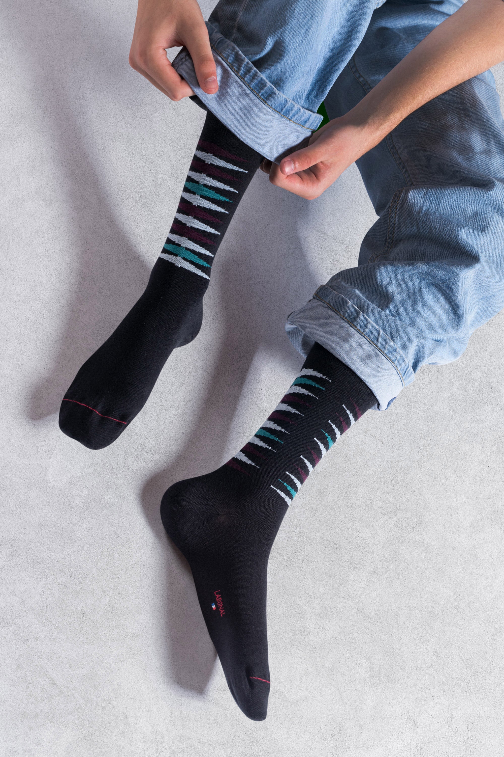Chaussettes en coton Noir - Motifs backgammon