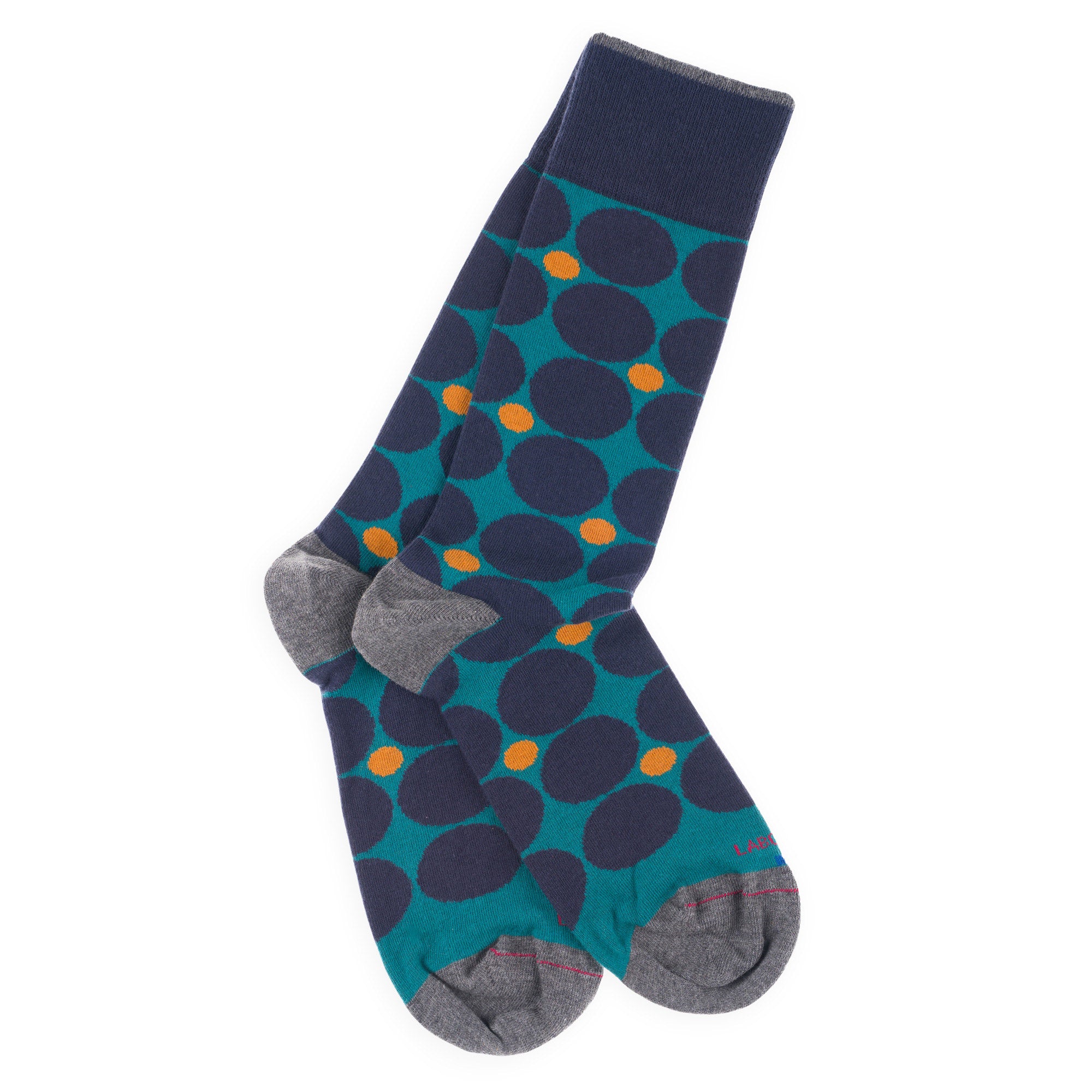 Chaussettes en coton Marine & Vert - Motifs pions dames