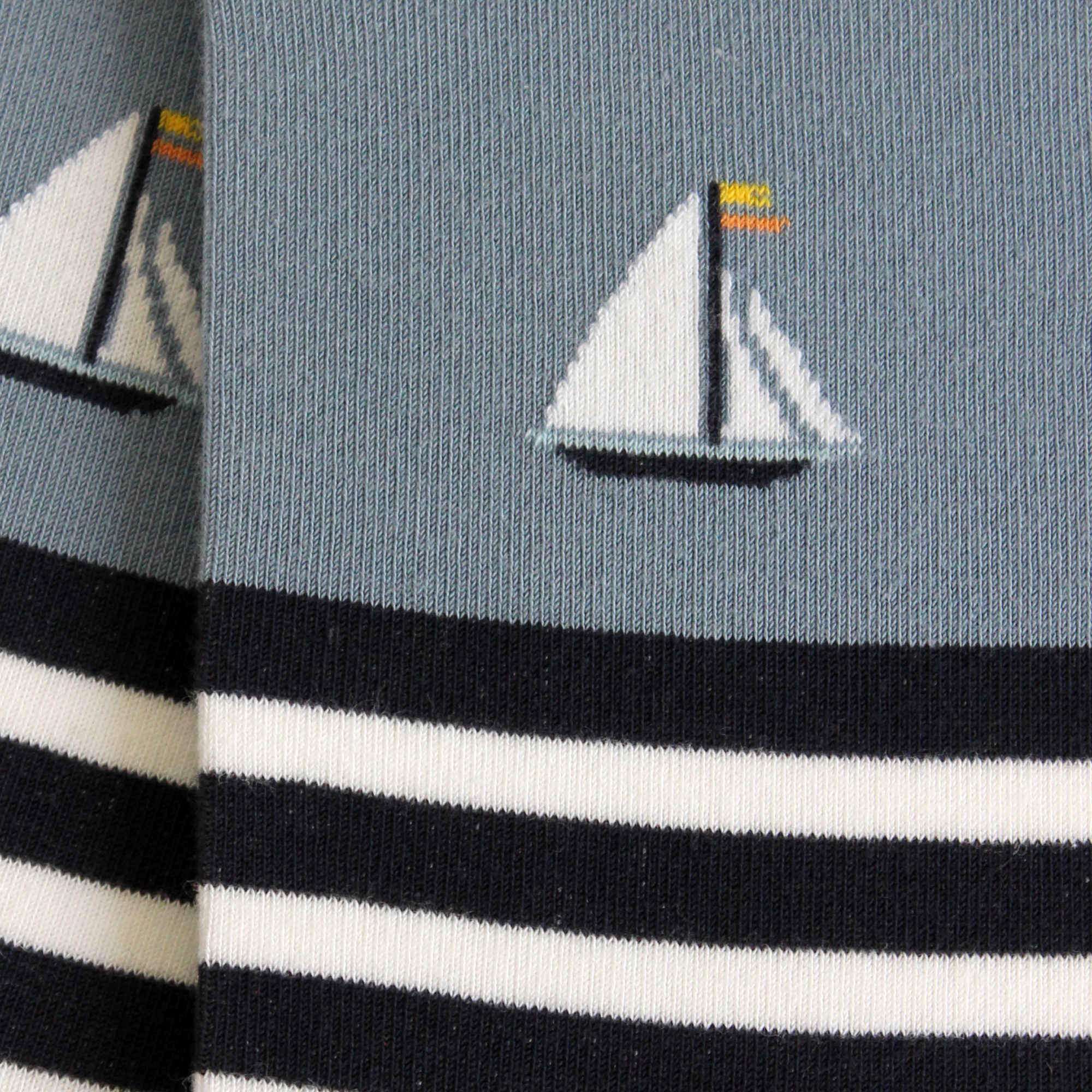 Chaussettes en coton Marine & Bleu - Motif voilier