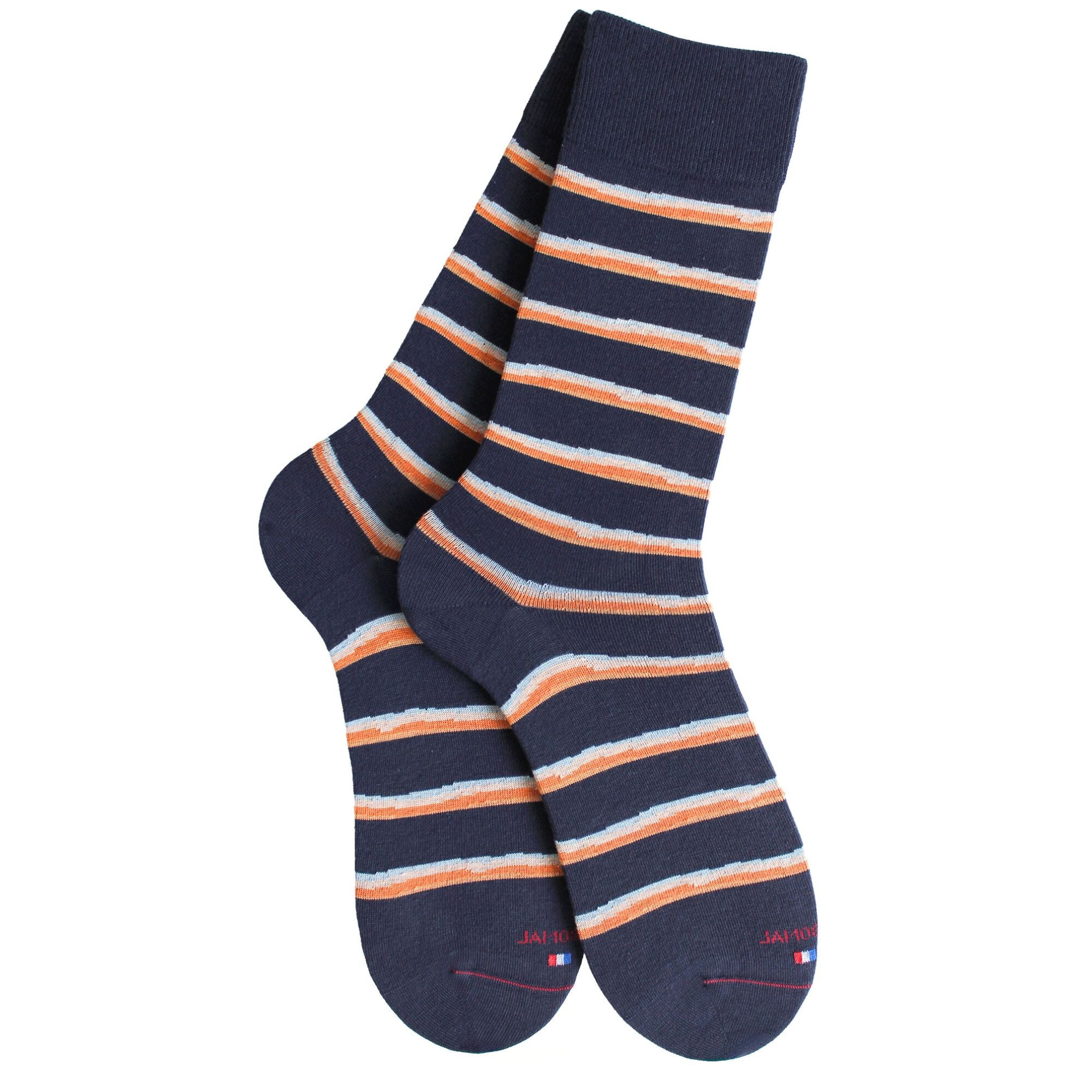 Chaussettes en coton Marine - Rayures irrégulières