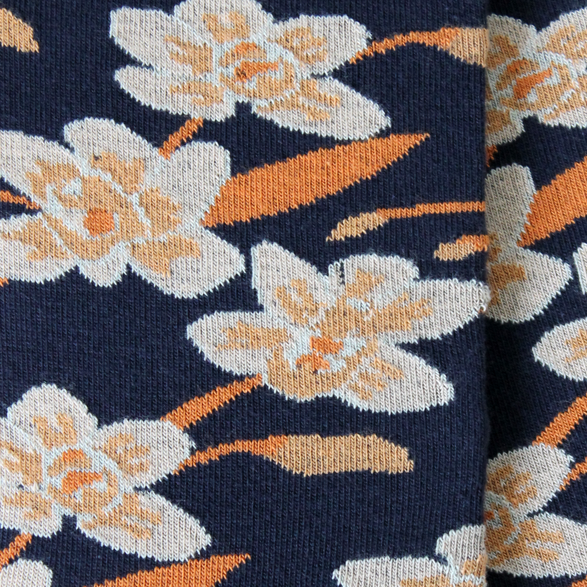 Chaussettes en coton Marine - Fleurs