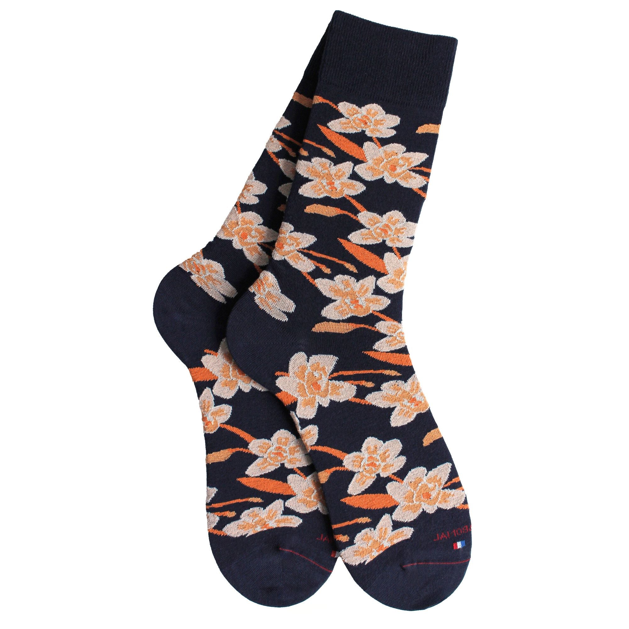 Chaussettes en coton Marine - Fleurs