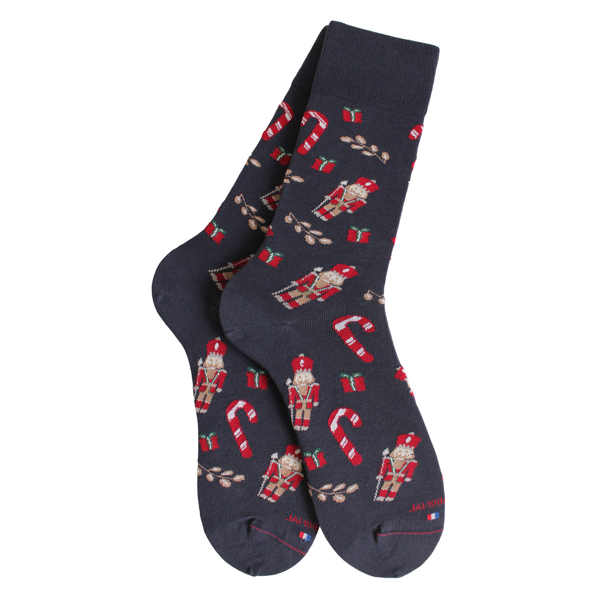 Chaussettes coton bleu motif casse-noisette