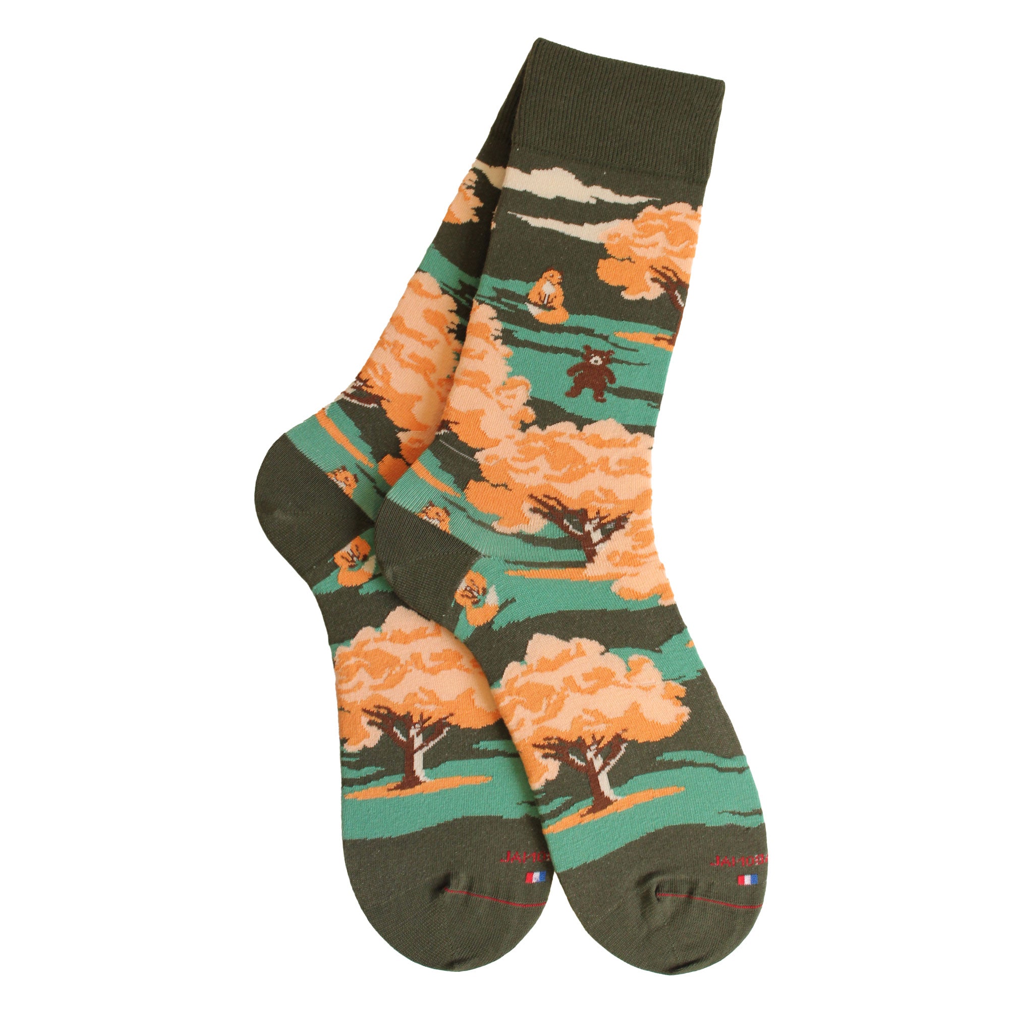 Chaussettes coton vert paysage