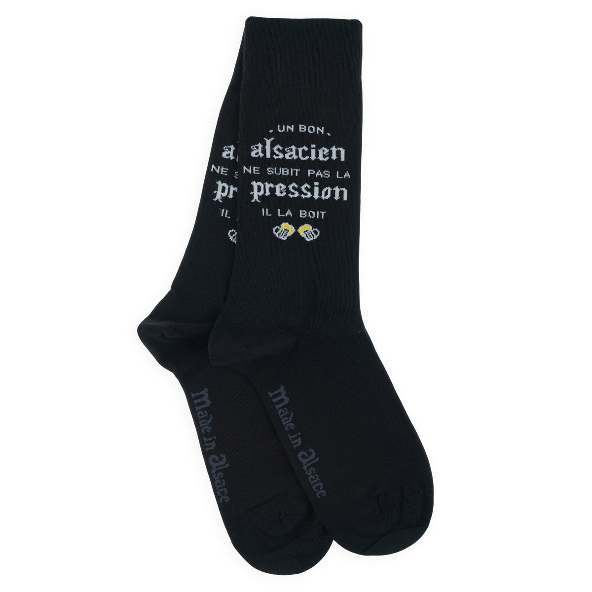 Chaussettes made in Alsace en coton Noir - Un bon alsacien... | Labonal