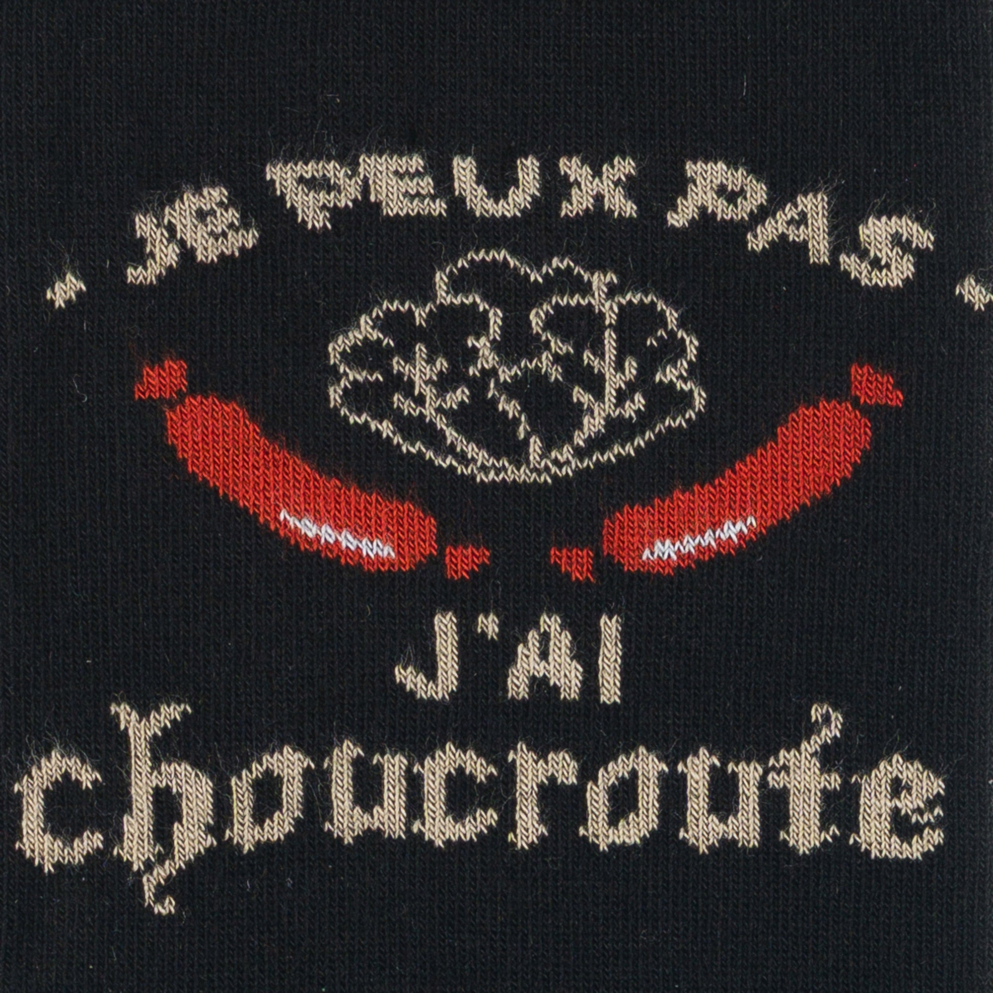 Chaussettes made in Alsace en coton Noir - J'peux pas, j'ai choucroute