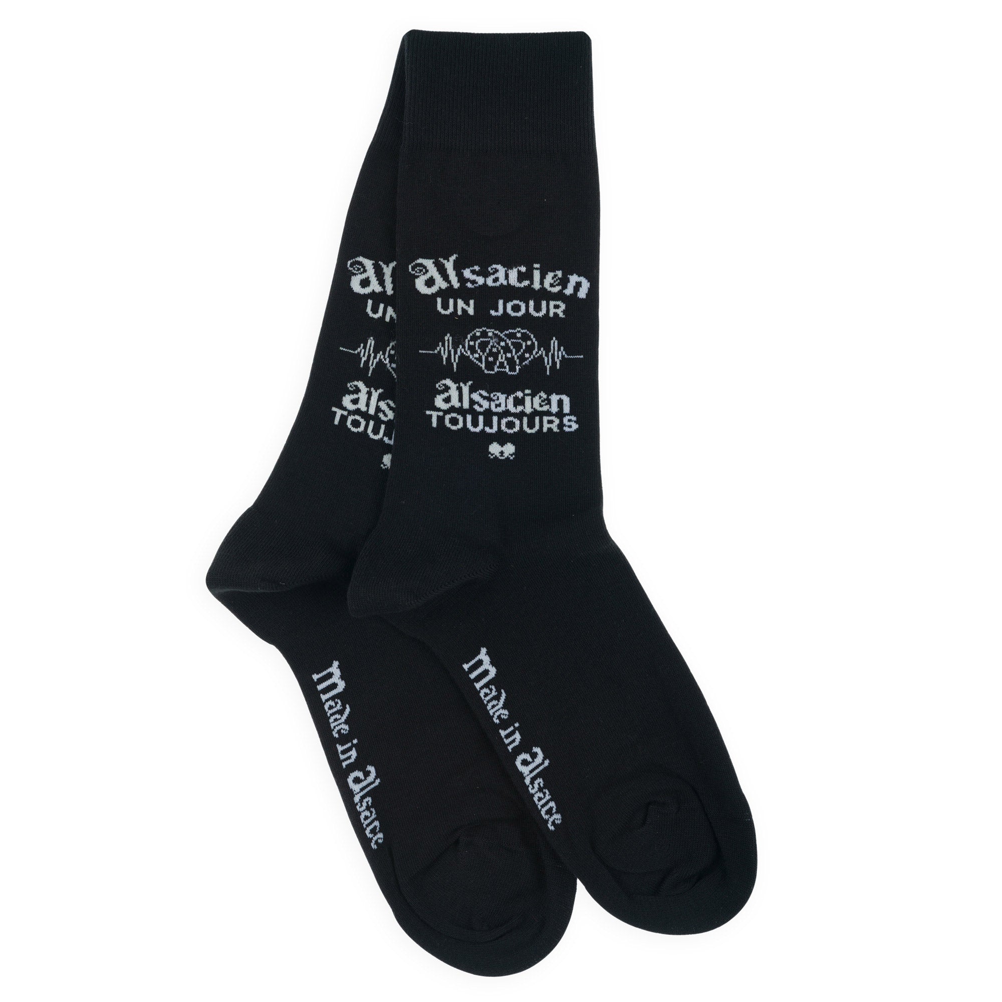 Chaussettes made in Alsace en coton Noir - Alsacien un jour, Alsacien toujours