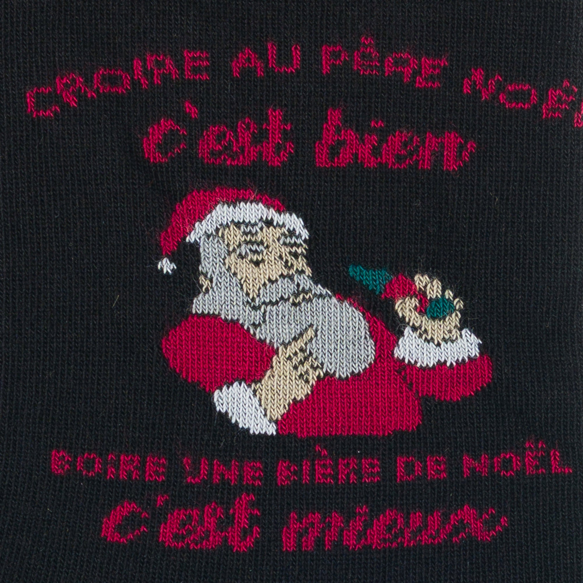 Chaussettes made in Alsace en coton Noir - Bière de Noël