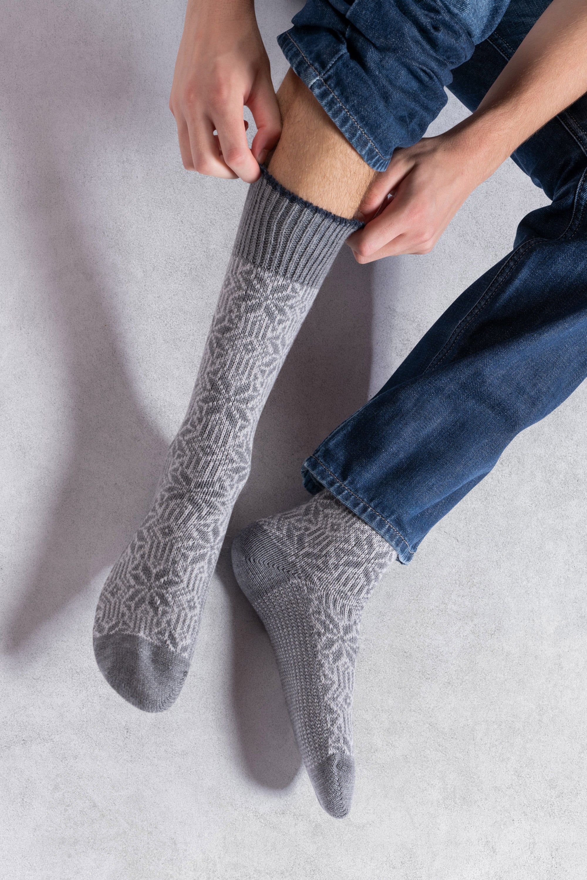 Chaussettes alpaga épaisses Gris moyen - Norvégiennes
