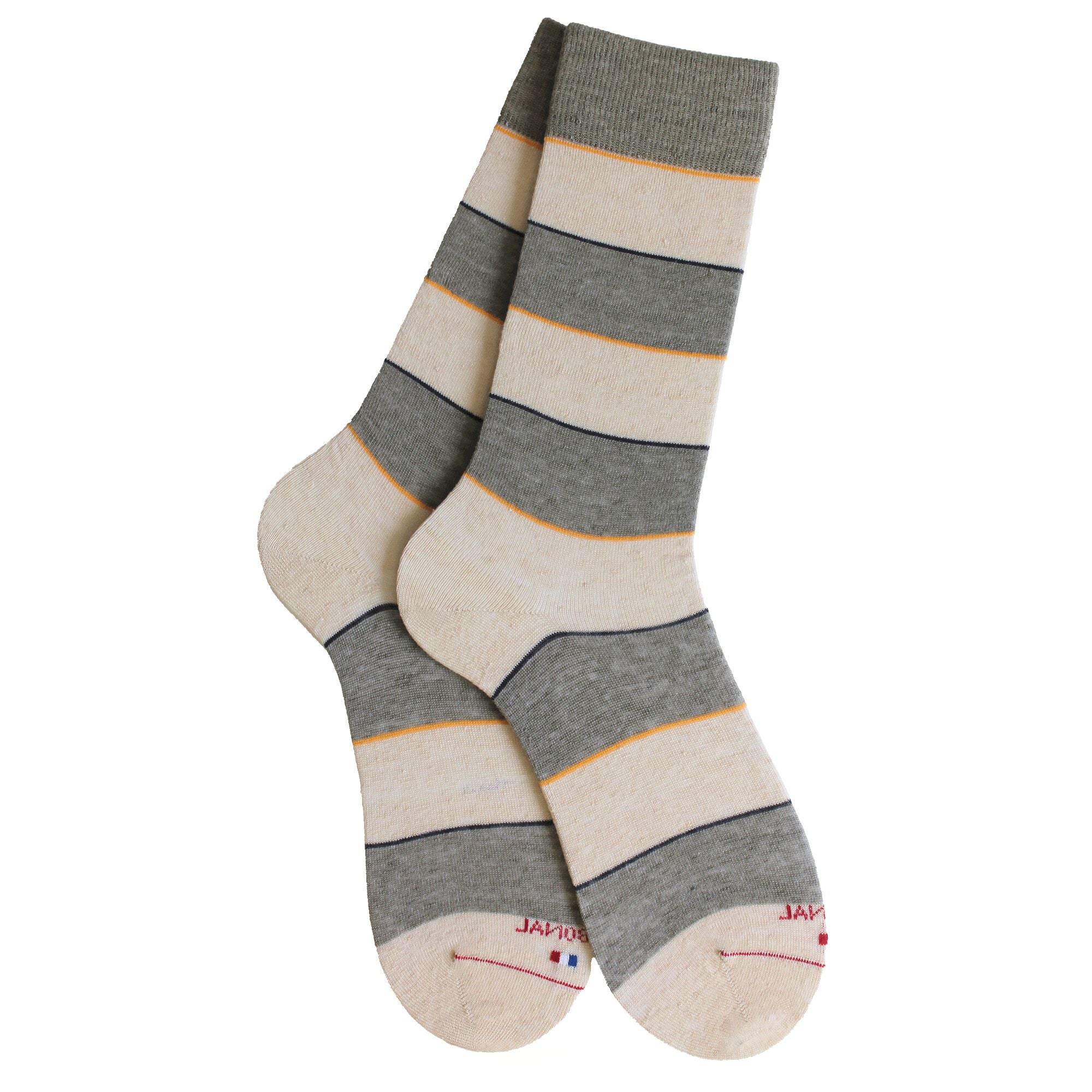 Chaussettes en lin Blanc écru - Rayures