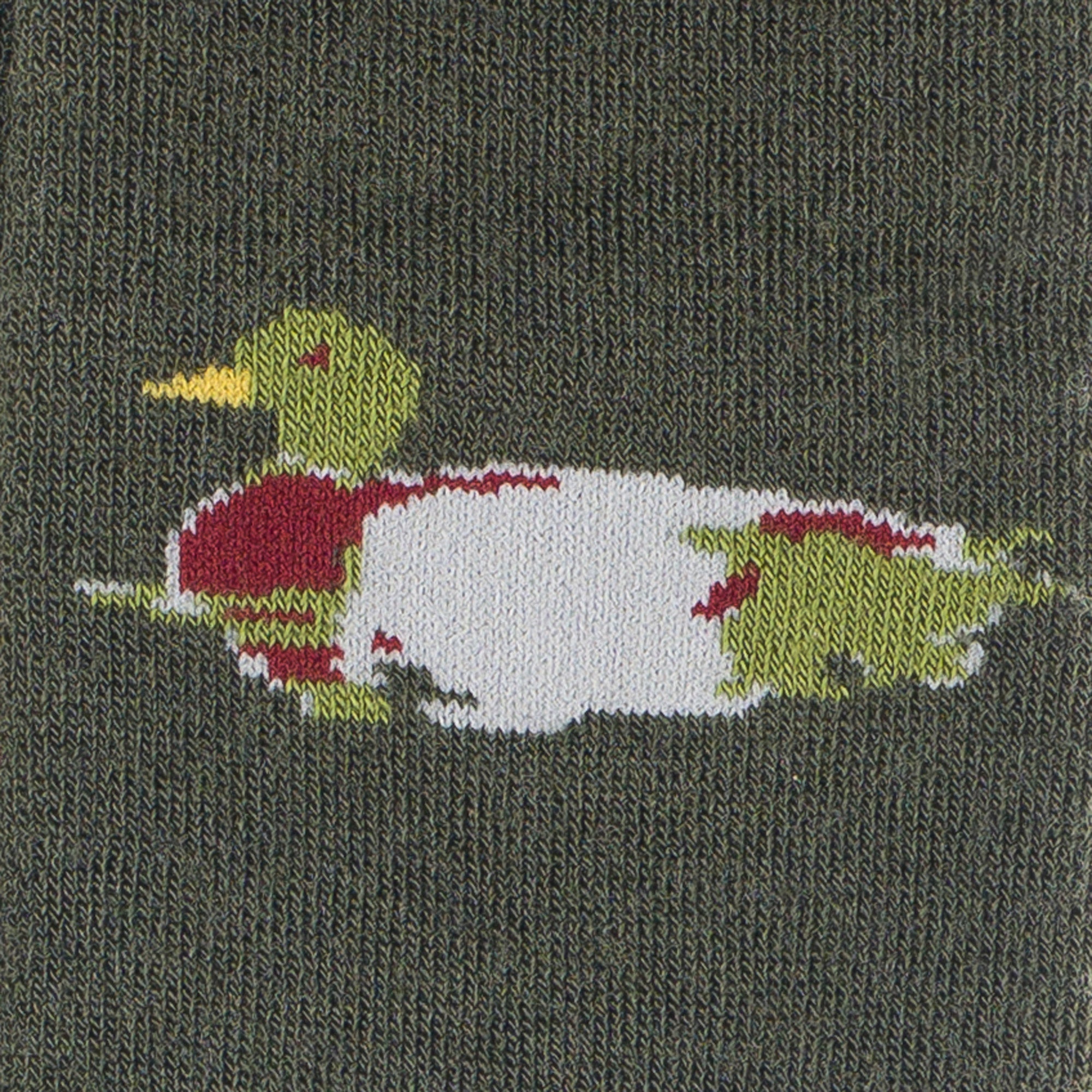 Chaussettes hautes de chasse en laine Kaki - Motif canard