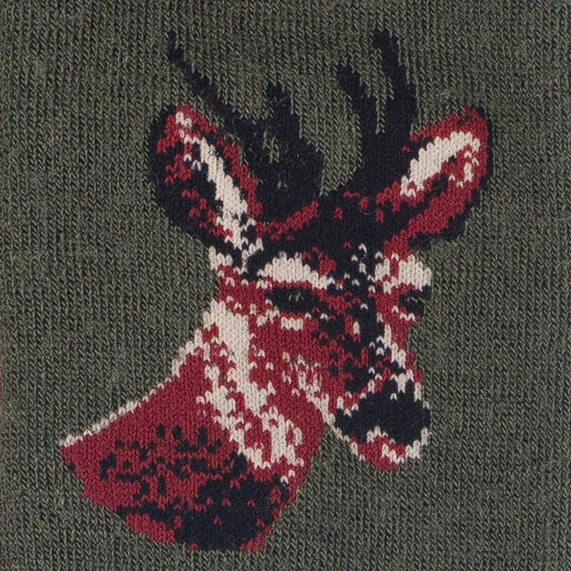 Chaussettes hautes de chasse en laine Kaki - Motif chevreuil
