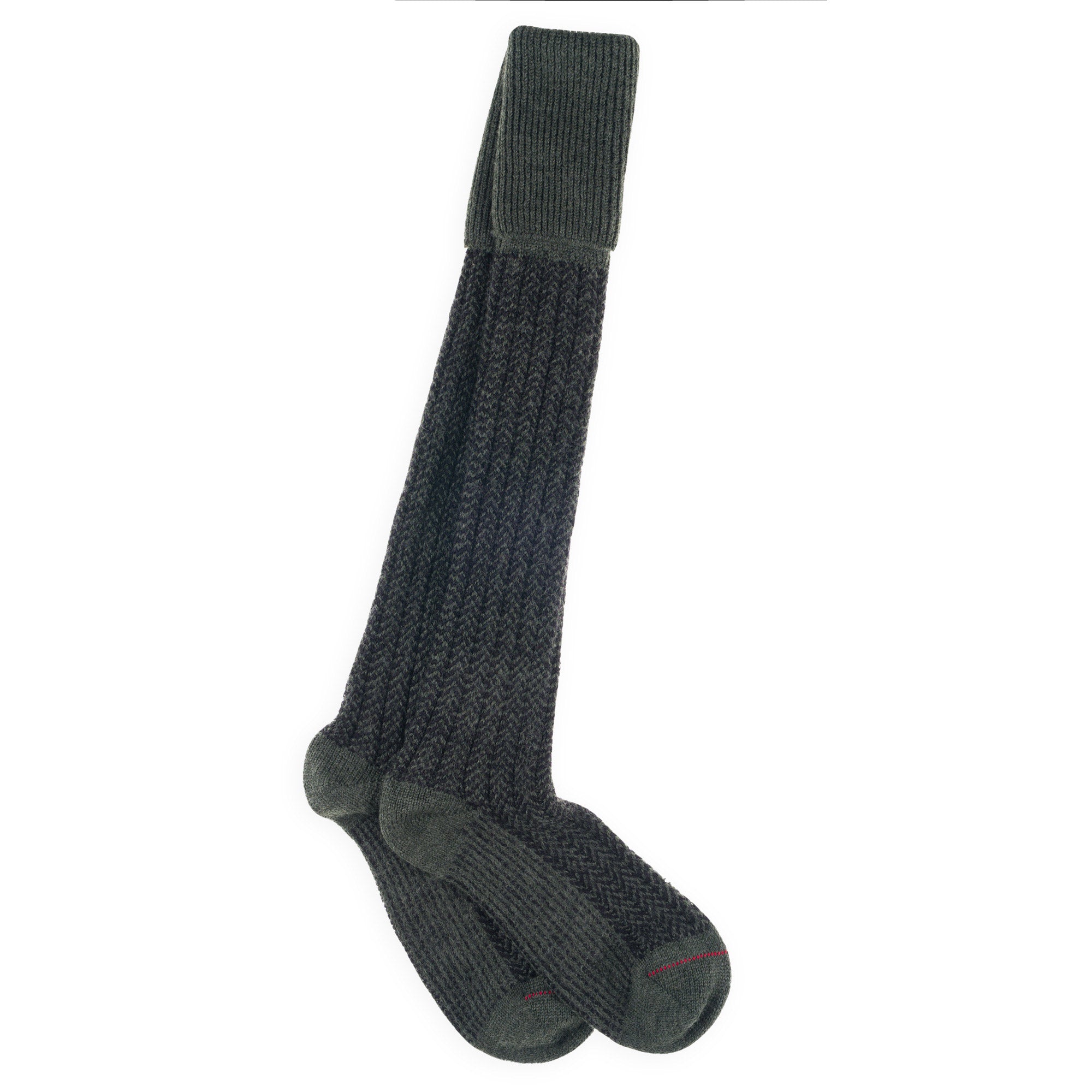 Chaussettes hautes de chasse en laine Kaki & Noir - Bicolores