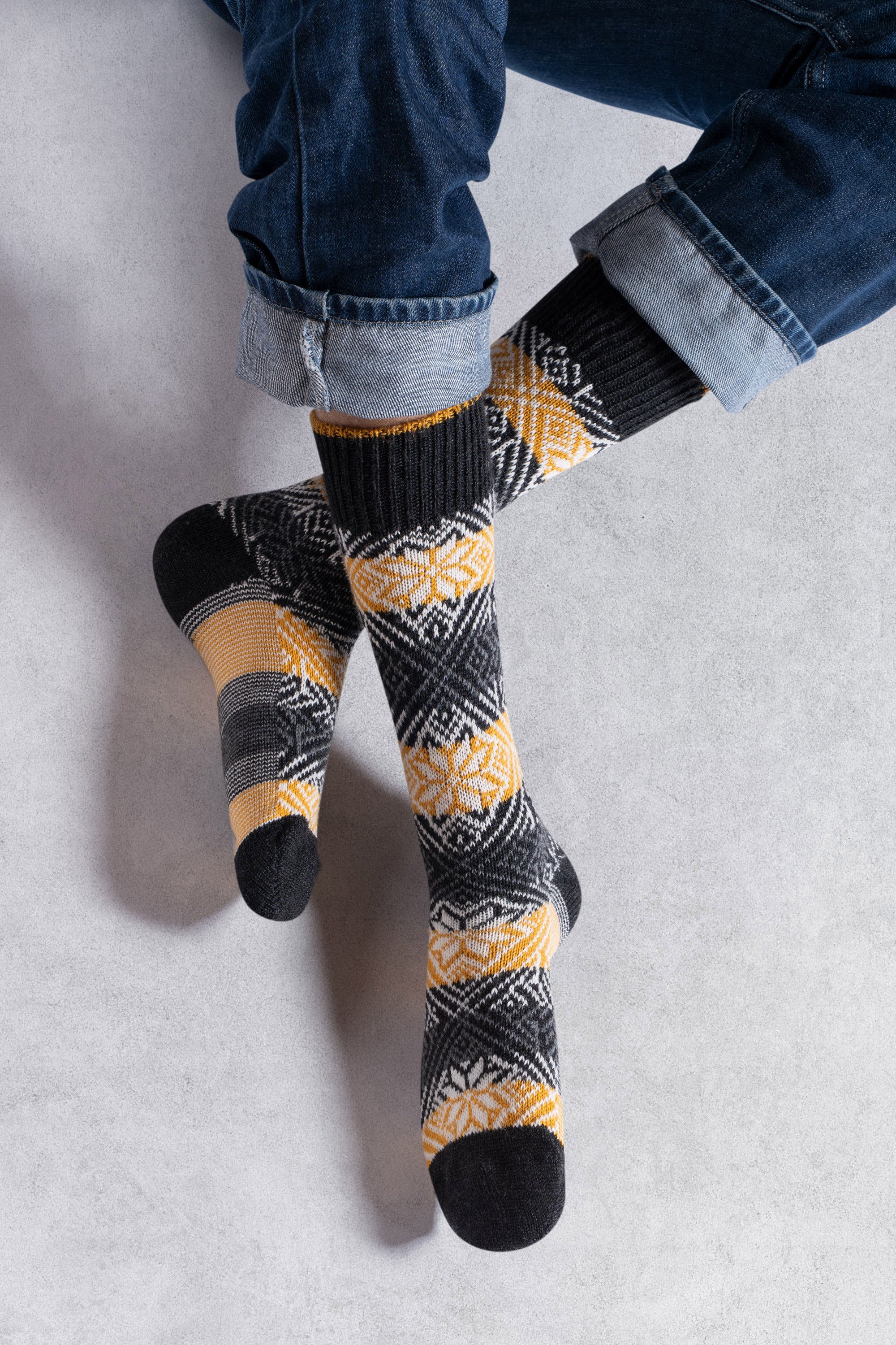 Chaussettes en laine mérinos colorées épaisses Anthracite - Norvégiennes