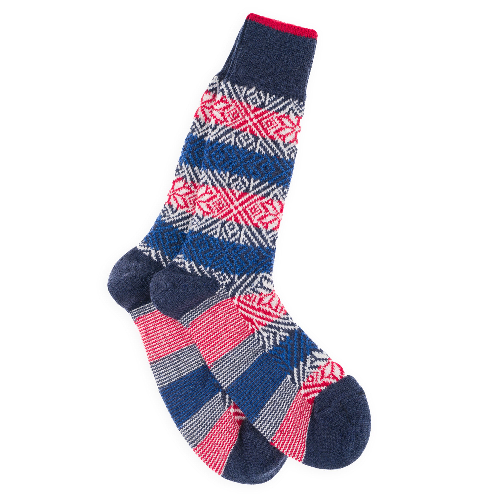 Chaussettes en laine mérinos colorées épaisses Marine - Norvégiennes