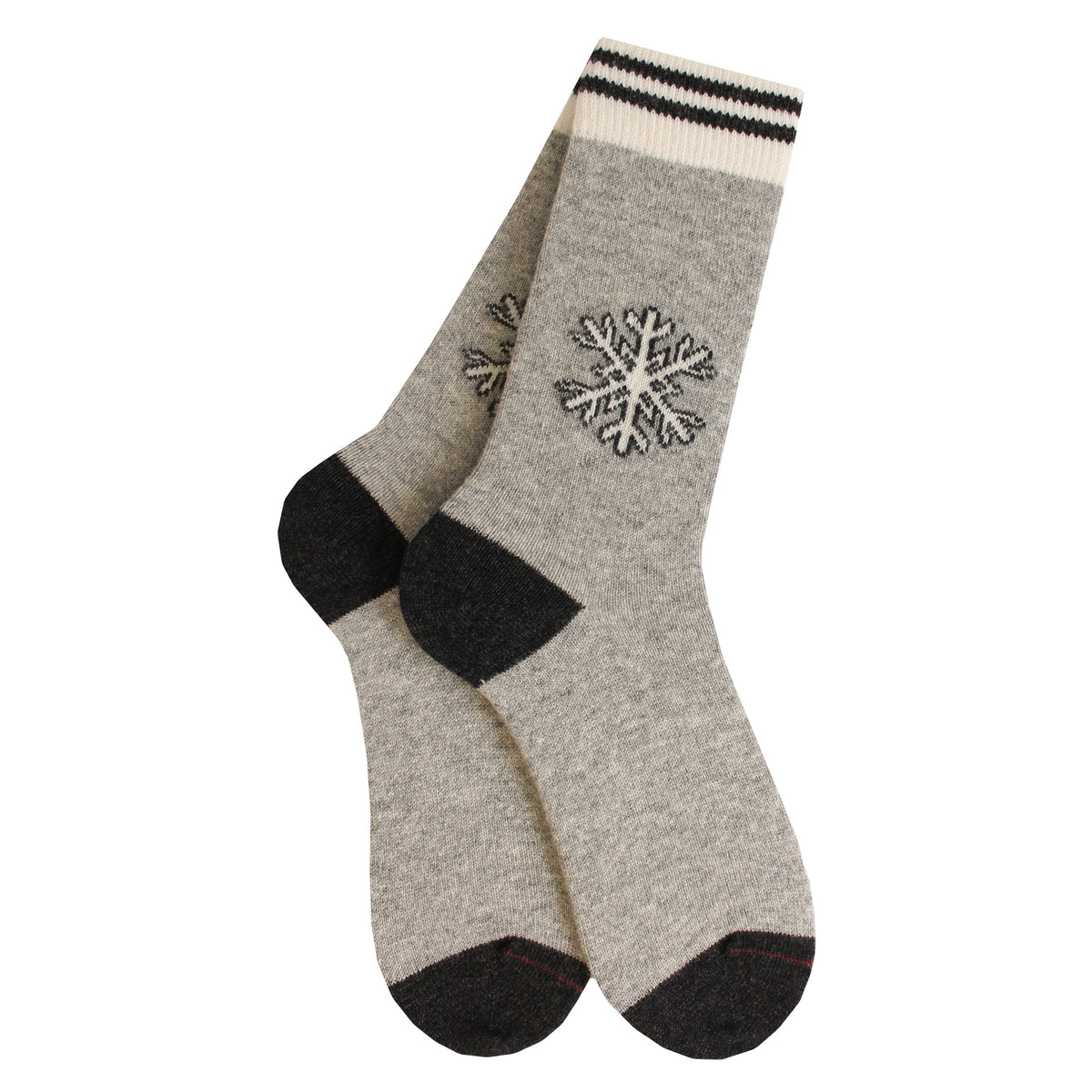 Chaussettes laine gris motif flocon