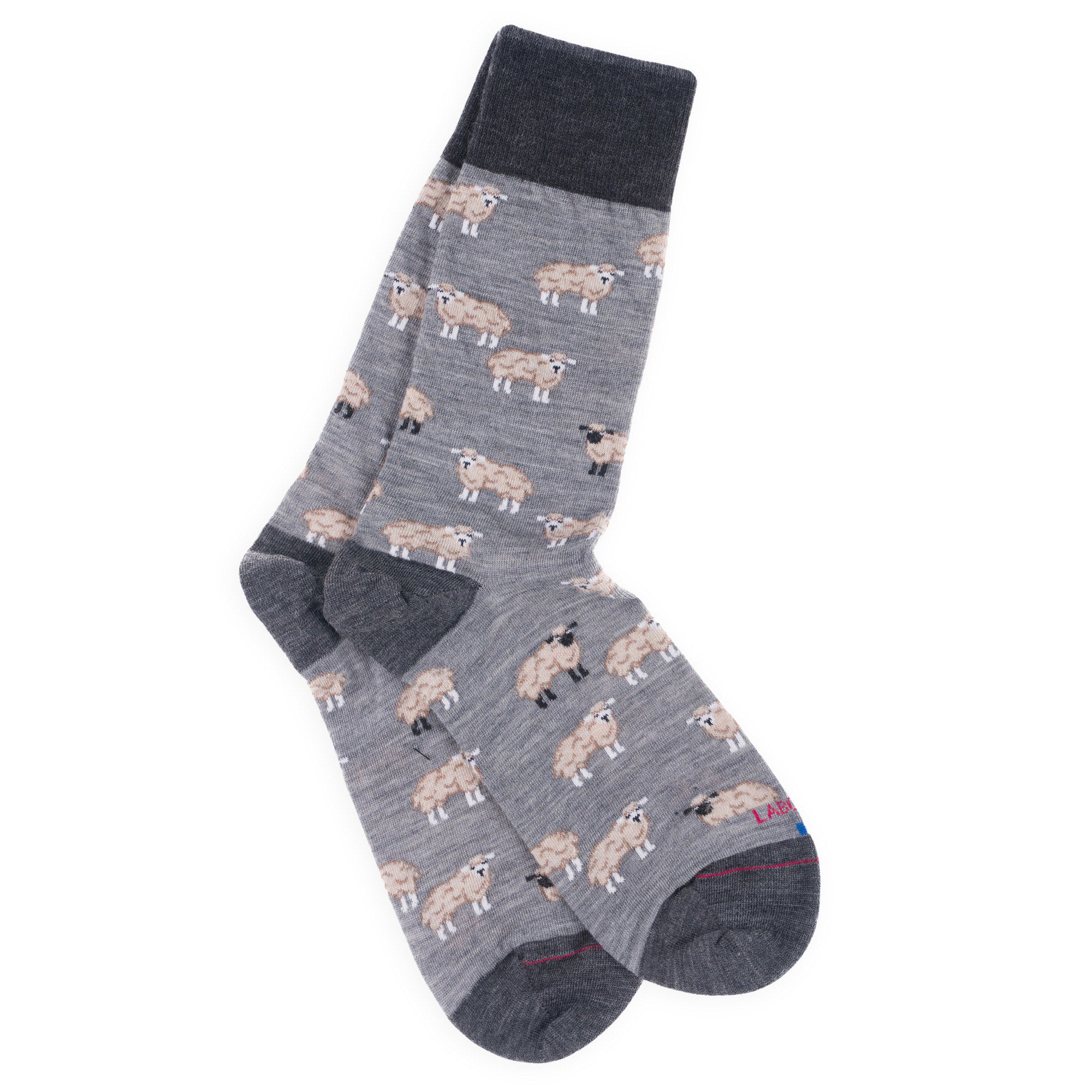Chaussettes en laine mérinos Gris fer - Motifs semis moutons